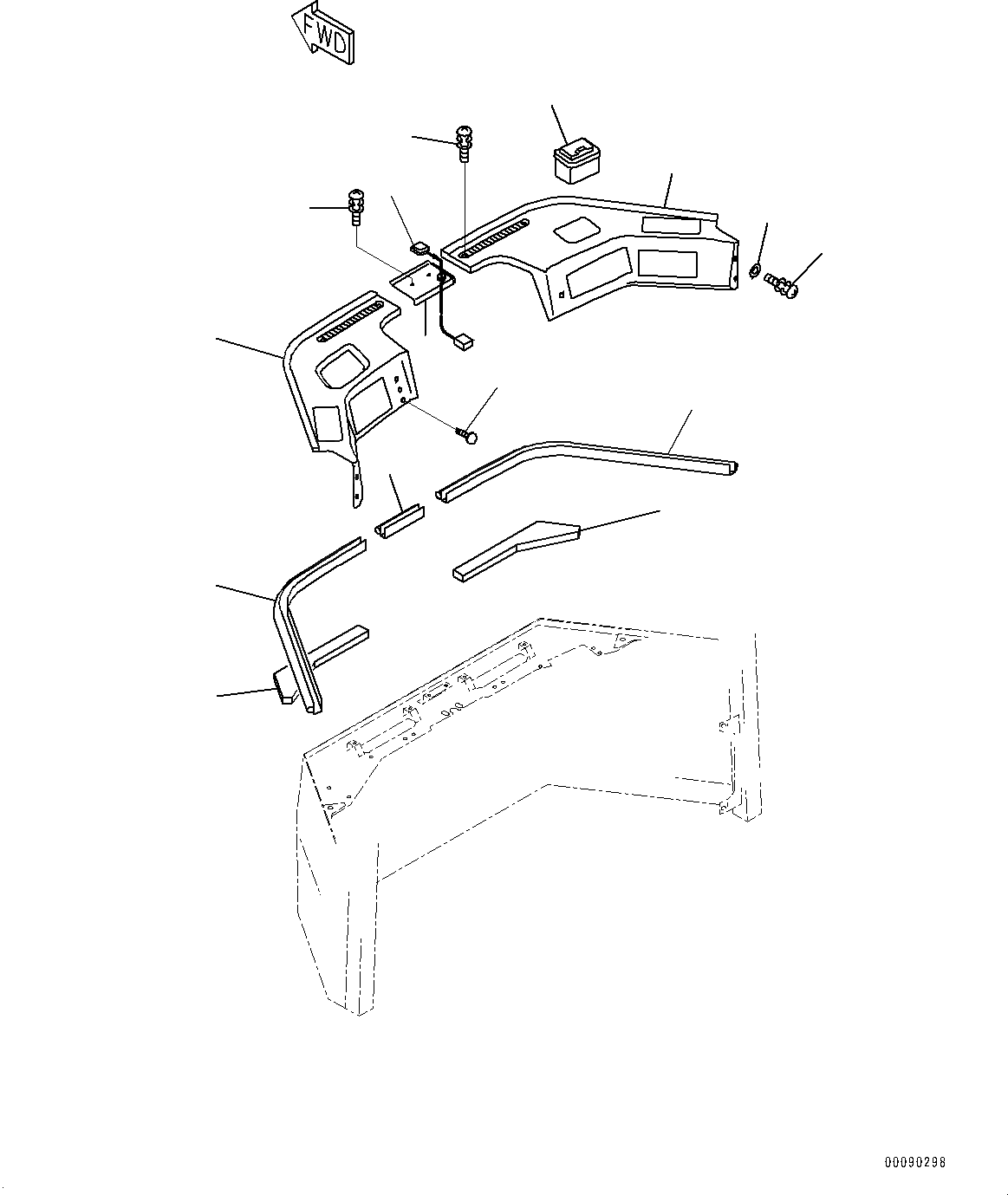Схема запчастей Komatsu WA900-3E0 - КАБИНА, ПЕРЕДН. ИНТЕРЬЕР КРЫШКА(№9-) КАБИНА