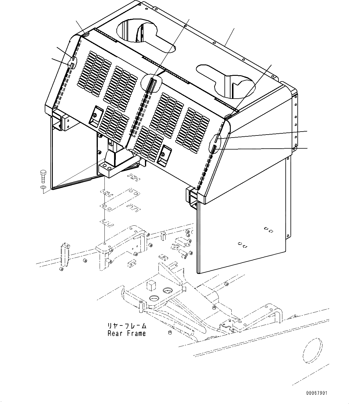 Схема запчастей Komatsu WA900-3E0 - BULKHEAD, КУЗОВ (№9-) BULKHEAD