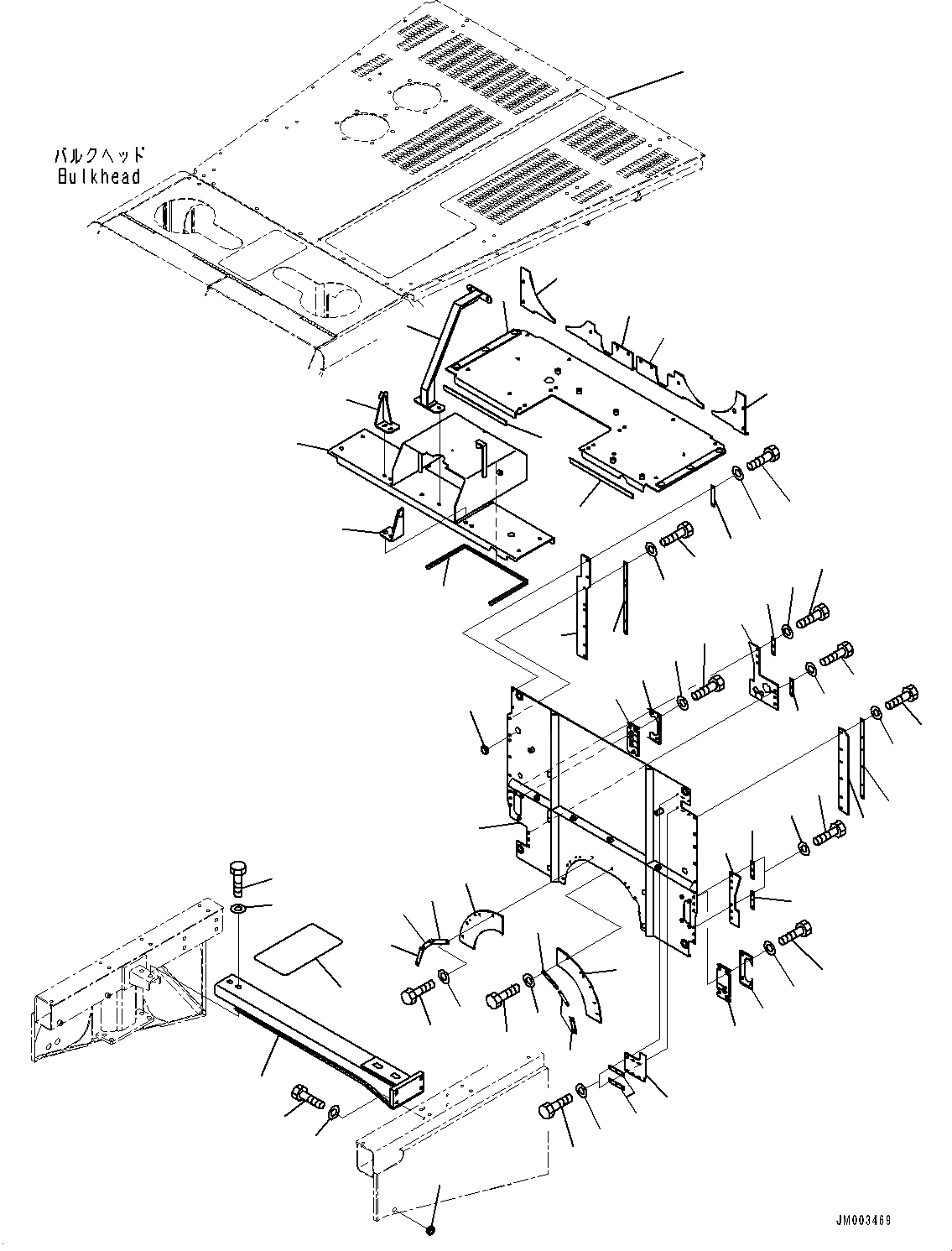 Схема запчастей Komatsu WA900-3E0 - BULKHEAD, КРЫШКА(/) (№-) BULKHEAD