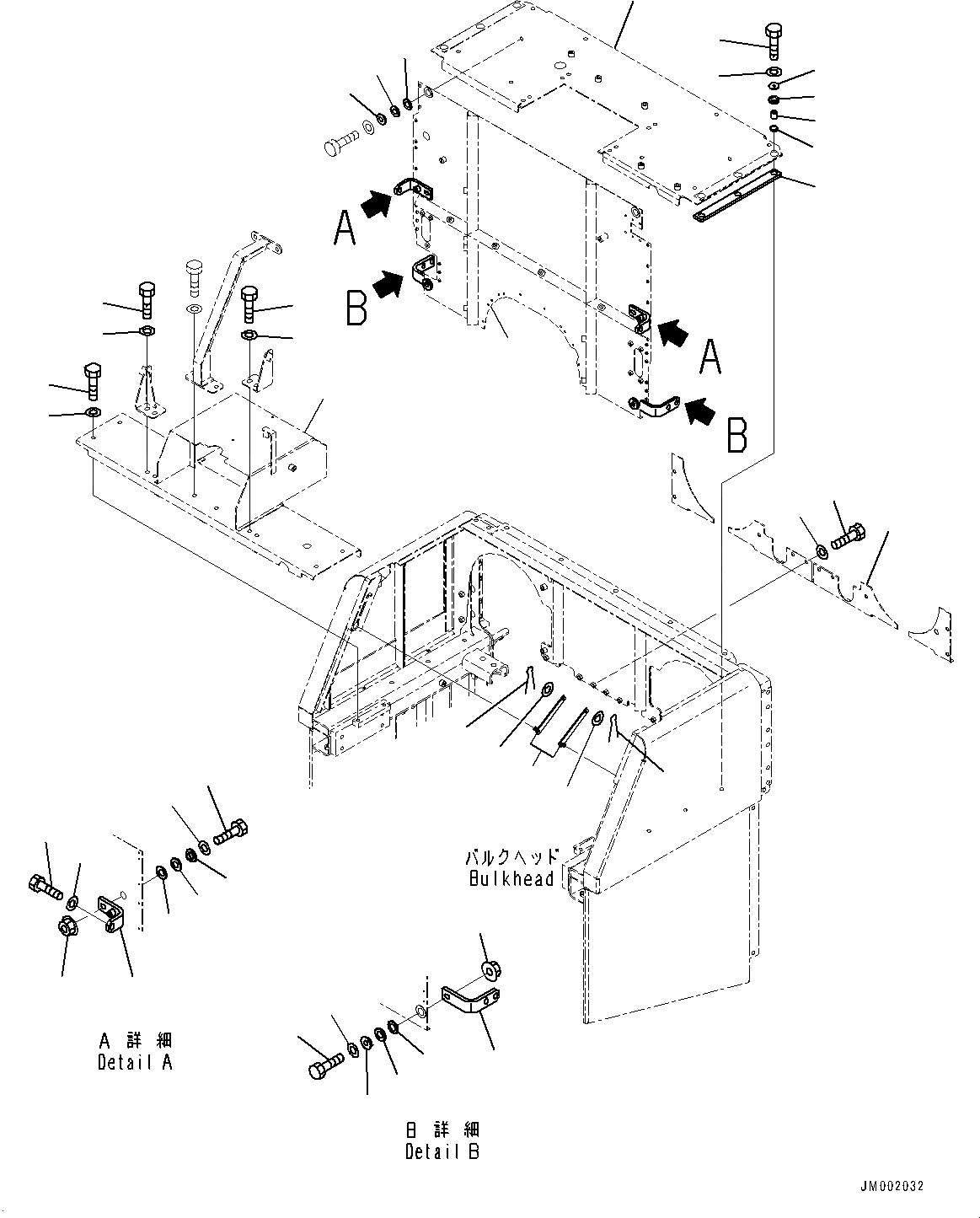 Схема запчастей Komatsu WA900-3E0 - BULKHEAD, КРЫШКА(/) (№9-) BULKHEAD