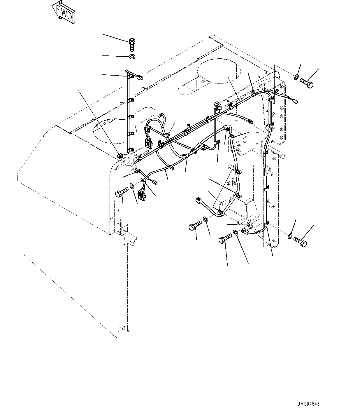 Схема запчастей Komatsu WA900-3E0 - BULKHEAD, ПРОВОДКА (№9-) BULKHEAD