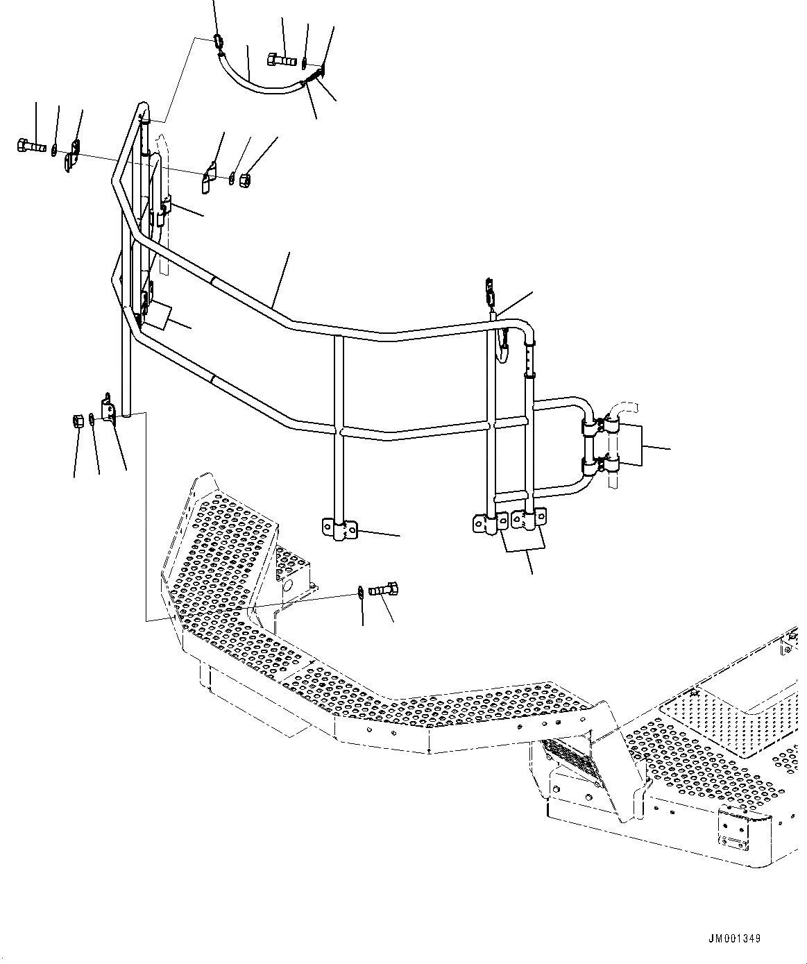 Схема запчастей Komatsu WA900-3E0 - HANDRAIL, ПЕРЕДН. (№9-) HANDRAIL