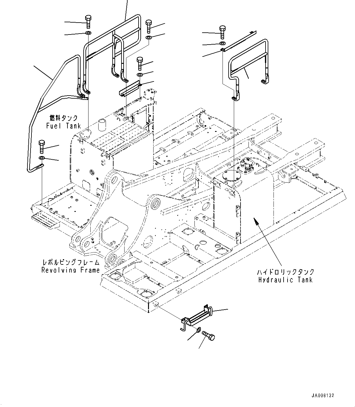 Схема запчастей Komatsu PC490LC-10 - ПОРУЧНИ(№8-) HANDRAIL, С ЗАПРАВОЧН.LING НАСОС