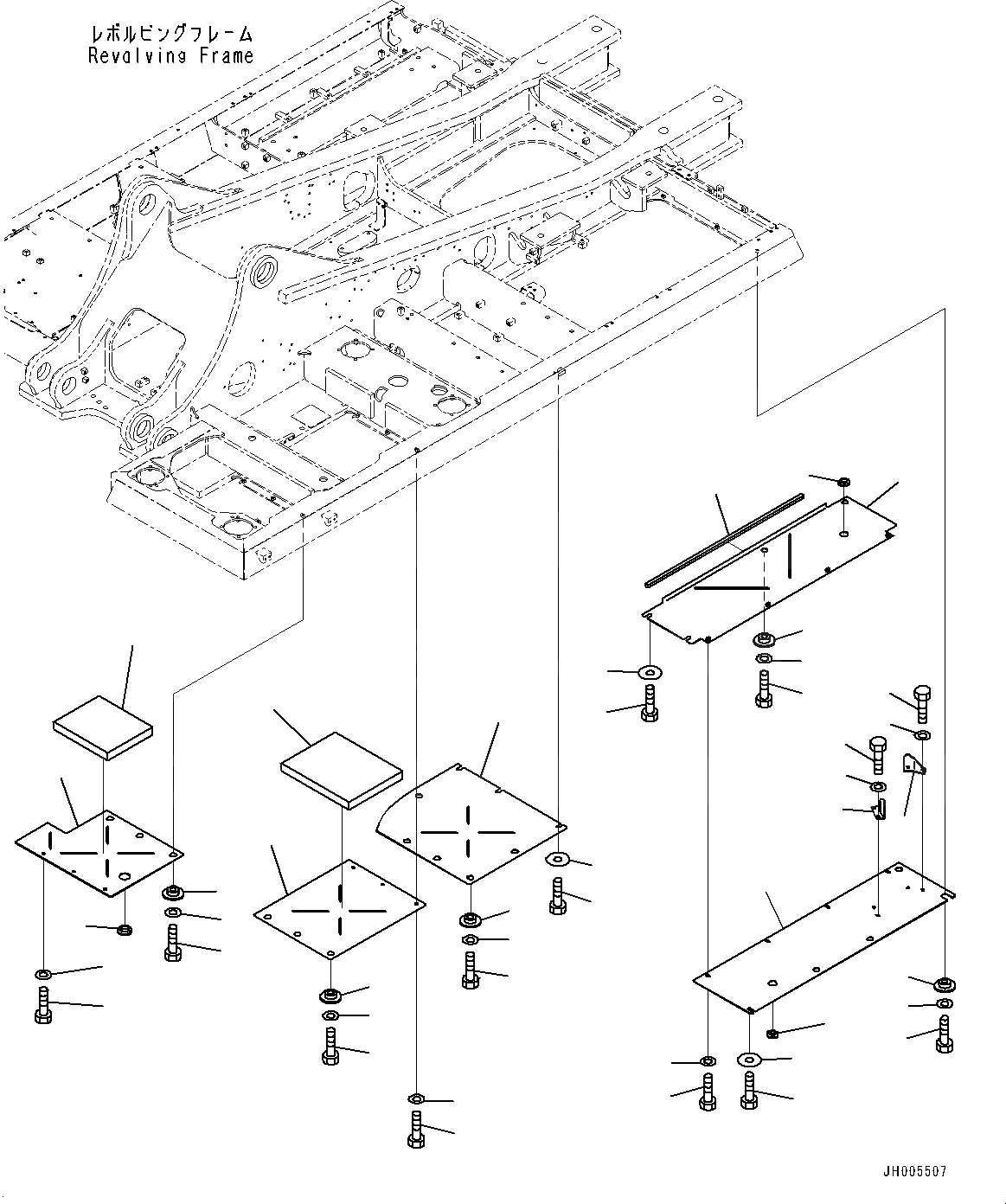 Схема запчастей Komatsu PC490LC-10 - НИЖН. КРЫШКА, ЛЕВ. (№8-) НИЖН. КРЫШКА