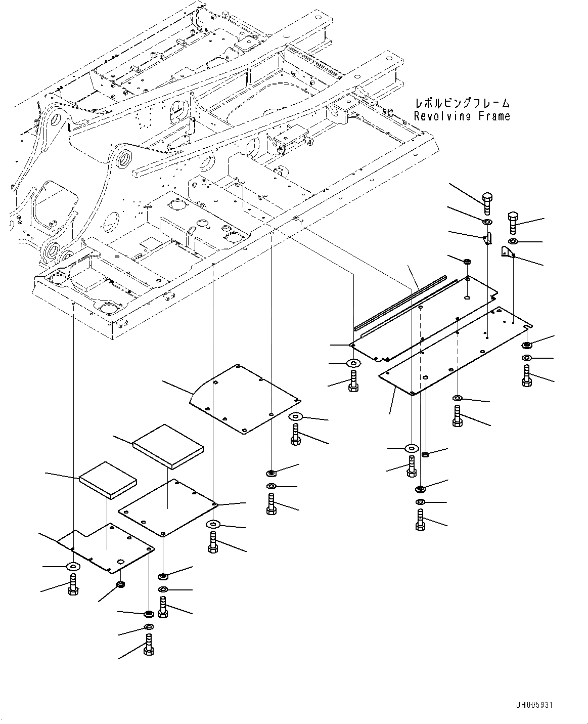 Схема запчастей Komatsu PC490LC-10 - НИЖН. КРЫШКА, ЛЕВ. (№8-) НИЖН. КРЫШКА, УСИЛ. ТИП, С ЗАПРАВОЧН.LING НАСОС