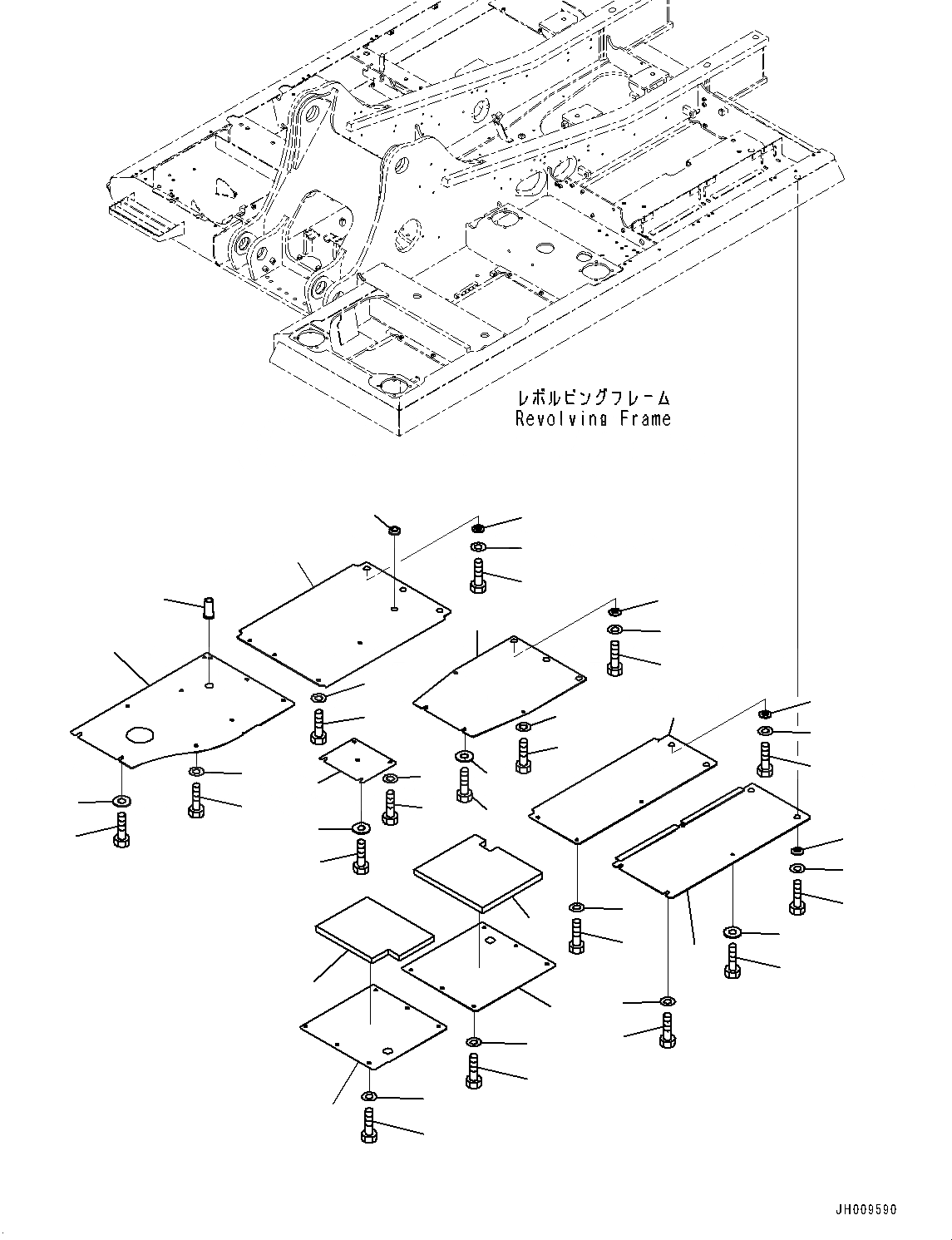 Схема запчастей Komatsu PC240LC-10 - НИЖН. КРЫШКА, (№9-) НИЖН. КРЫШКА, УСИЛ. ТИП, ДЛЯ СЕВ. АМЕРИКИ