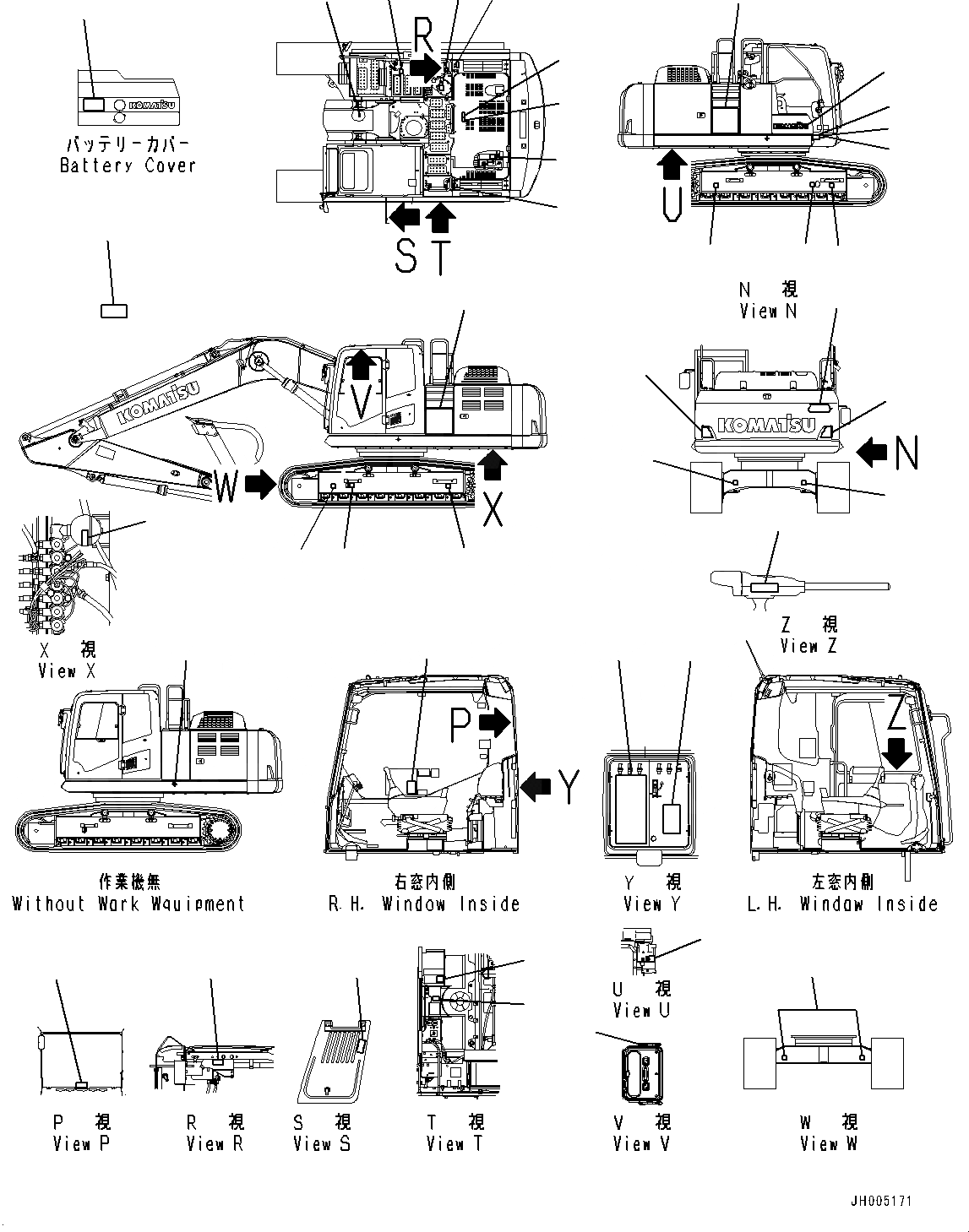 Схема запчастей Komatsu PC240LC-10 - МАРКИРОВКА (№9-) МАРКИРОВКА, АНГЛ., США И PUERTO RICO