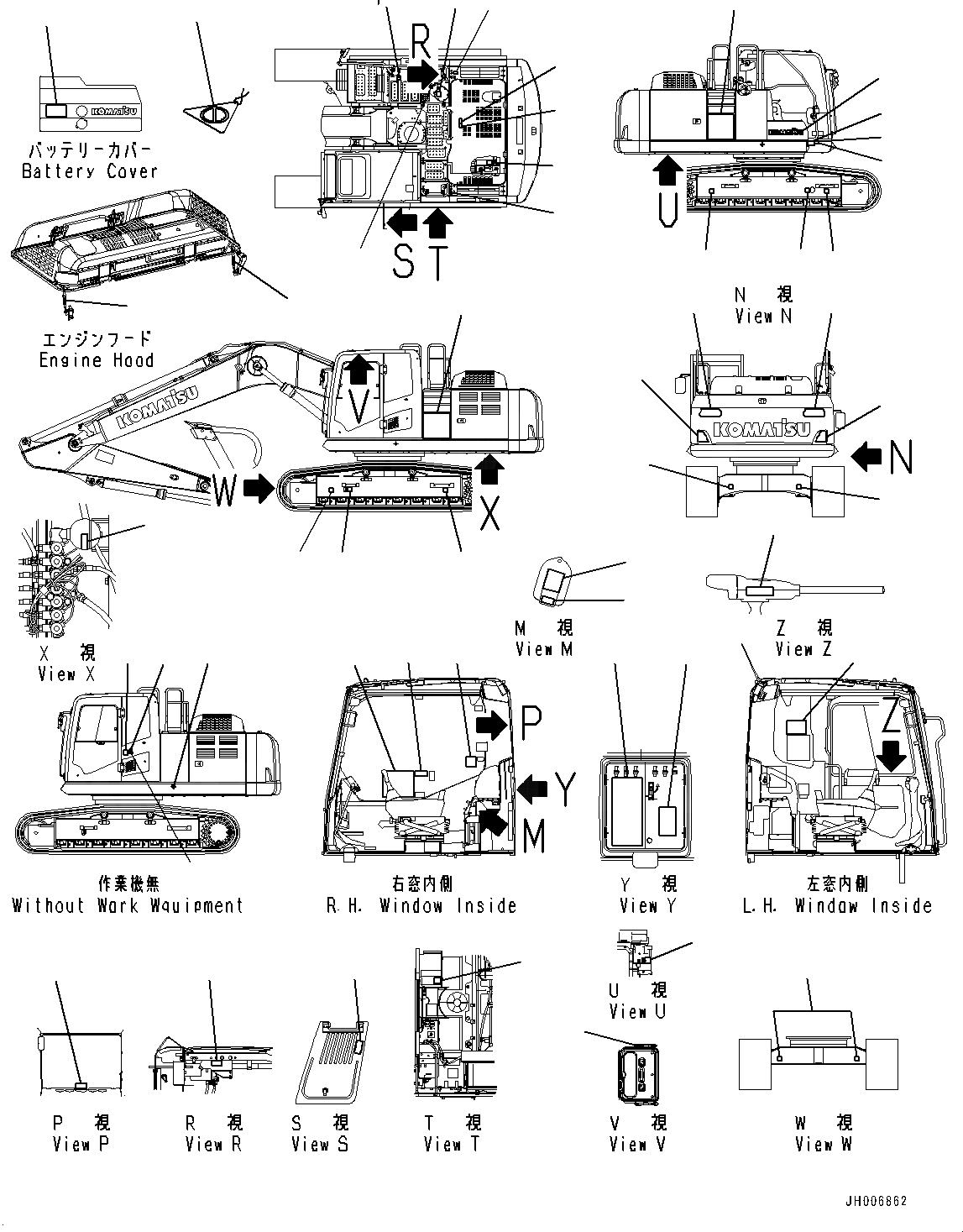 Схема запчастей Komatsu PC240LC-10 - МАРКИРОВКА, (№97-) МАРКИРОВКА, АНГЛ., KUK, ДЛЯ СТРАН ЕС БЕЗОПАСН. REGULATION