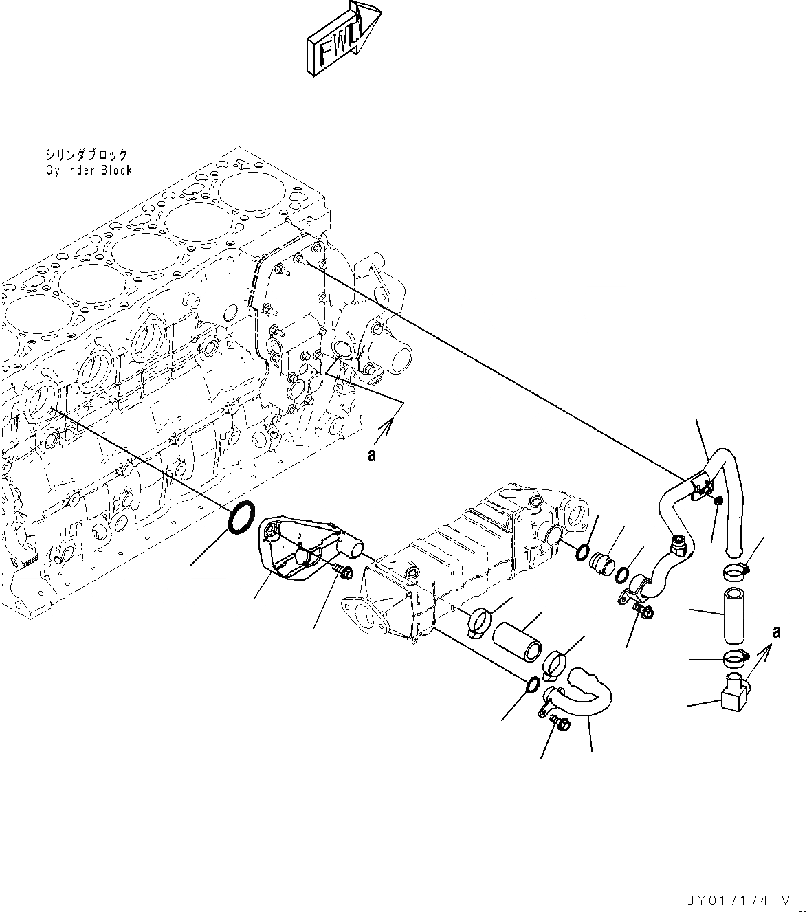 Схема запчастей Komatsu SAA6D107E-2B - ВЫПУСКН. GAS RE-CIRCULATION (EGR) ОХЛАДИТЕЛЬ ВОДН. ГИДРОЛИНИЯ (№-) ВЫПУСКН. GAS RE-CIRCULATION (EGR) ОХЛАДИТЕЛЬ ВОДН. ГИДРОЛИНИЯ