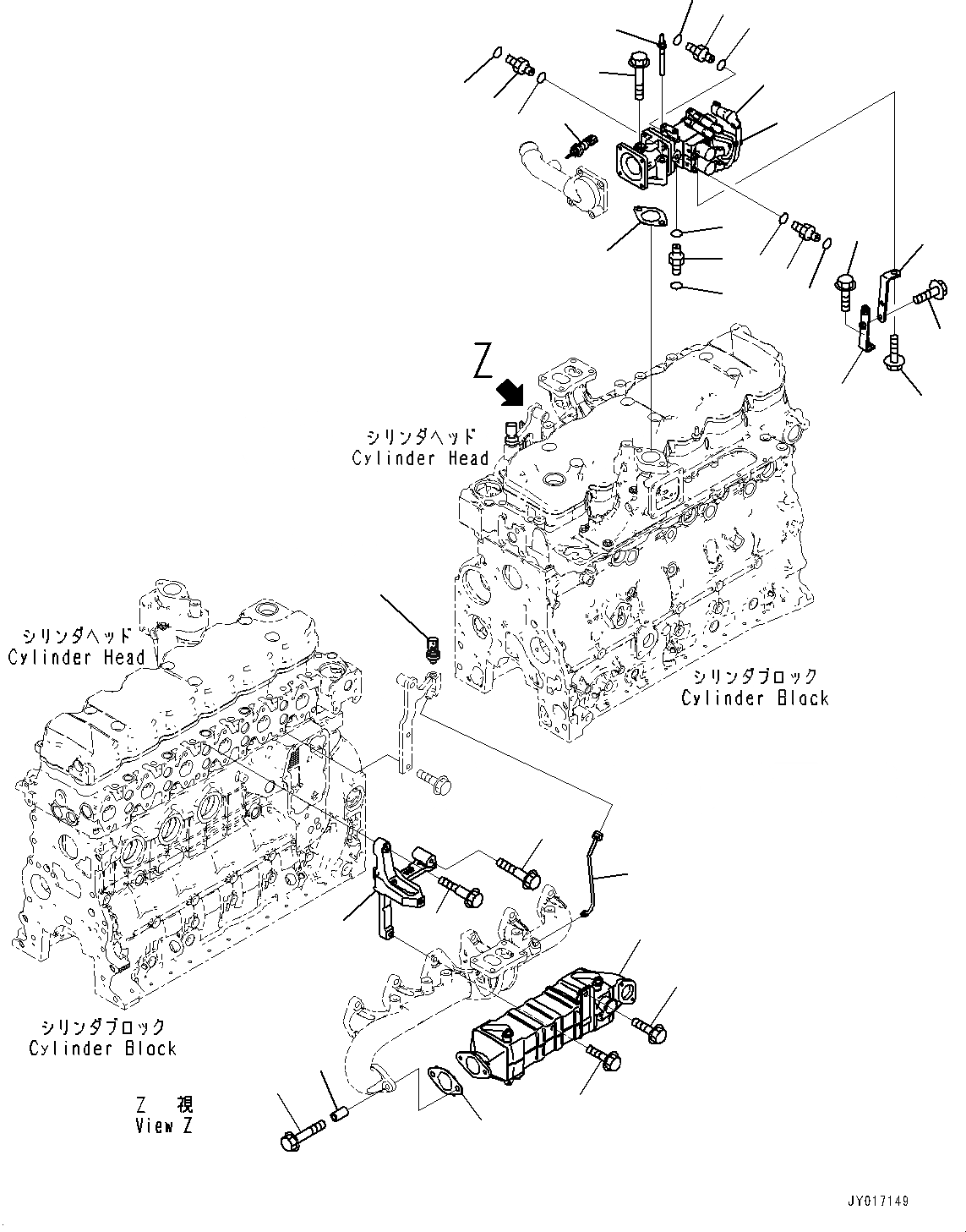 Схема запчастей Komatsu SAA6D107E-2B - ВЫПУСКН. GAS RE-CIRCULATION (EGR) КЛАПАН И ОХЛАДИТЕЛЬ (№-) ВЫПУСКН. GAS RE-CIRCULATION (EGR) КЛАПАН И ОХЛАДИТЕЛЬ