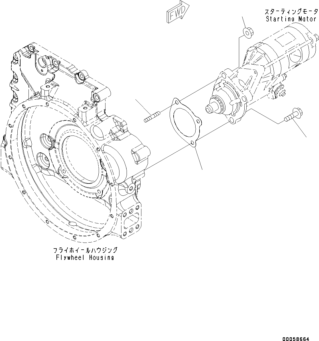 Схема запчастей Komatsu SAA6D107E-2A - КРЕПЛЕНИЕ СТАРТЕРА (№-) КРЕПЛЕНИЕ СТАРТЕРА, .KW