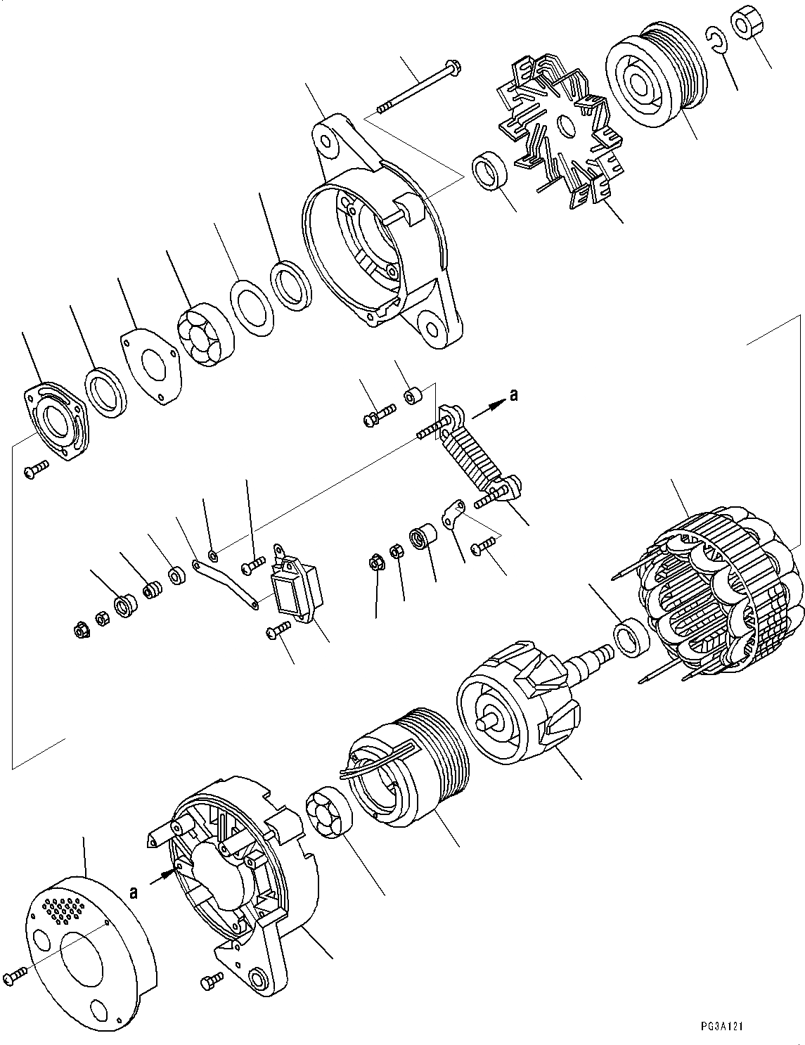 Схема запчастей Komatsu SAA6D125E-6A - ГЕНЕРАТОР, ВНУТР. ЧАСТИ (№7-) ГЕНЕРАТОР, AMP