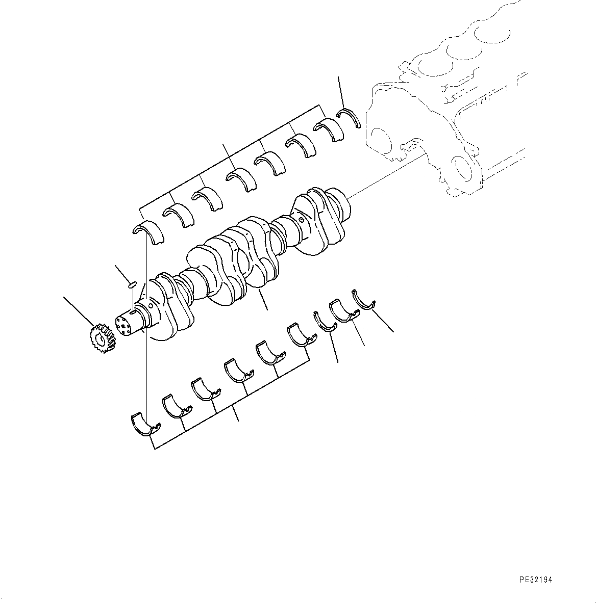 Схема запчастей Komatsu SAA6D125E-6B - КОЛЕНВАЛ (№7-) КОЛЕНВАЛ