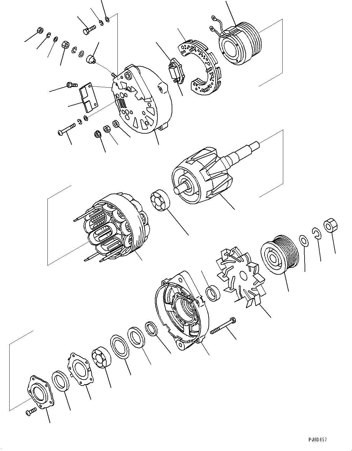 Схема запчастей Komatsu SAA6D125E-6B - ГЕНЕРАТОР, 9AMP, ВНУТР. ЧАСТИ (№7-77) ГЕНЕРАТОР, 9AMP