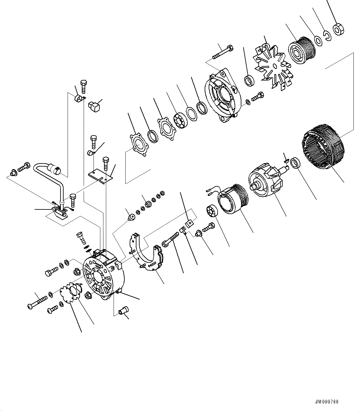 Схема запчастей Komatsu WA1200-6 - ДВИГАТЕЛЬ БЛОК, ВНУТР. ЧАСТИ, ГЕНЕРАТОР (№-) ДВИГАТЕЛЬ БЛОК