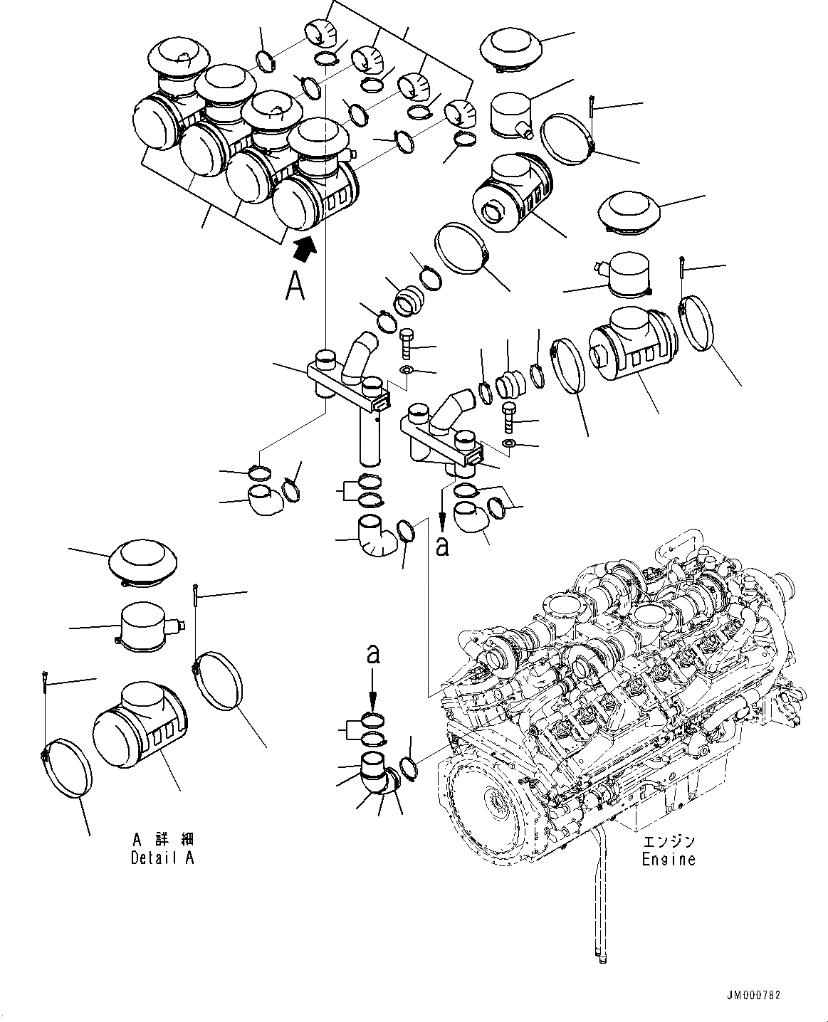 Схема запчастей Komatsu WA1200-6 - КОМПОНЕНТЫ ДВИГАТЕЛЯ, ВОЗДУХООЧИСТИТЕЛЬ ASSEMBLY (№-) КОМПОНЕНТЫ ДВИГАТЕЛЯ