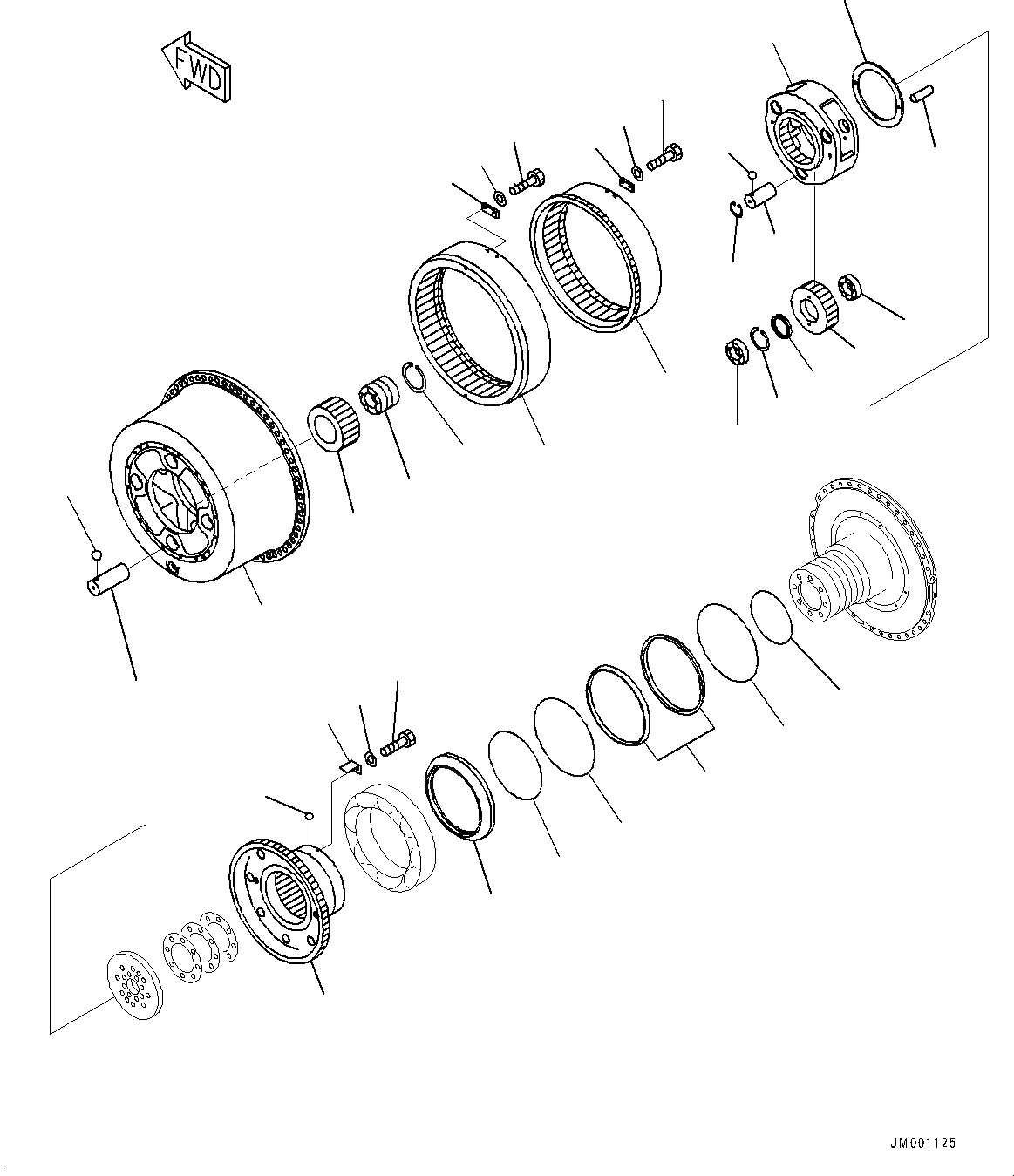 Схема запчастей Komatsu WA1200-6 - ПЕРЕДНИЙ МОСТ, ЛЕВ. КОНЕЧНАЯ ПЕРЕДАЧА, RING ПРИВОД (№-) ПЕРЕДНИЙ МОСТ