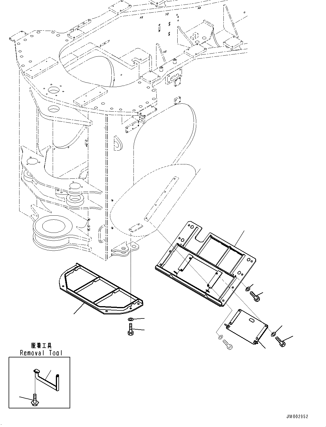 Схема запчастей Komatsu WA1200-6 - СОЧЛ. СОЕД. БЛОКИР. BAR И РАМА COVER, ЗАДН. РАМА НИЖН. ЗАЩИТА (№-) СОЧЛ. СОЕД. БЛОКИР. BAR И РАМА COVER, С СИЛОВАЯ ПЕРЕДАЧА ЧАСТИ КОРПУСА