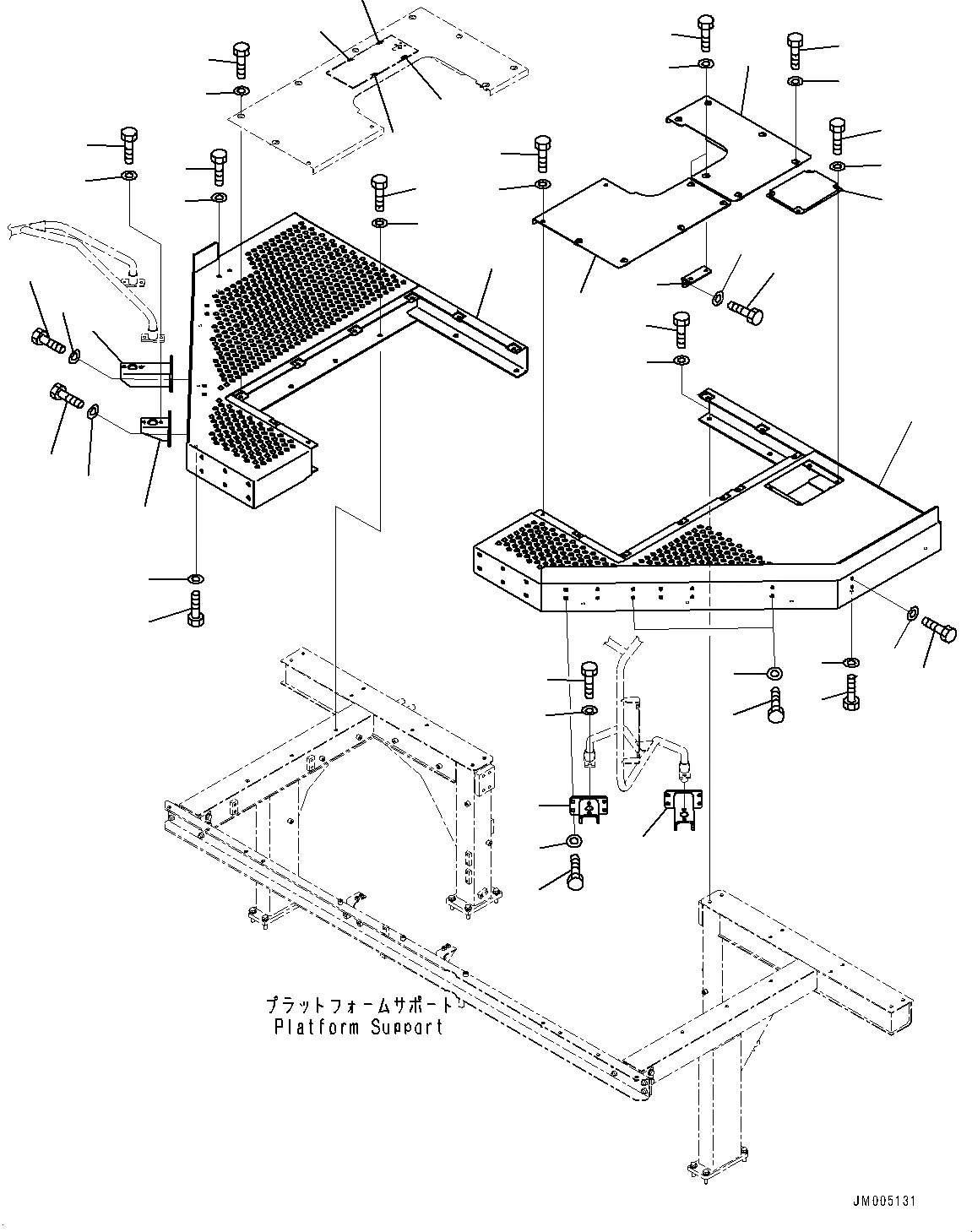 Схема запчастей Komatsu WA1200-6 - ПЛАТФОРМА ГРУППА, ПЛАТФОРМА (/) (№-) ПЛАТФОРМА ГРУППА, БЕЗ ОГНЕТУШИТЕЛЬ СТОЙКА