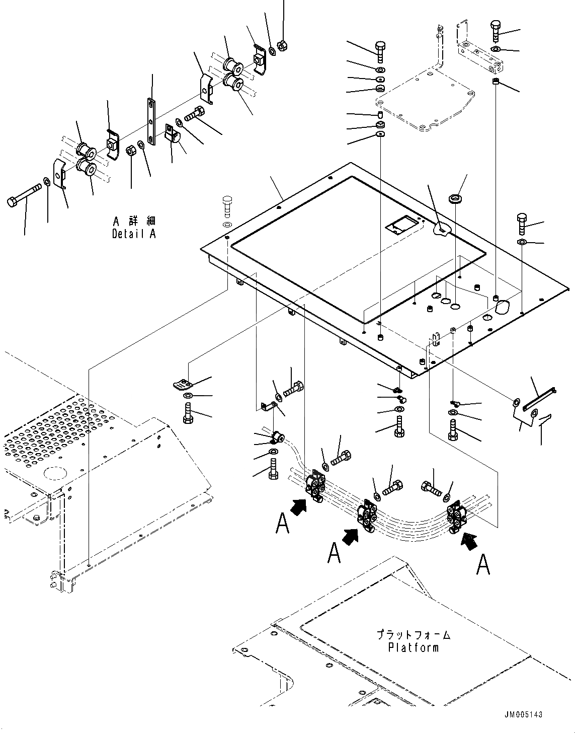 Схема запчастей Komatsu WA1200-6 - ПЛАТФОРМА ГРУППА, ПЛАТФОРМА (/) (№-) ПЛАТФОРМА ГРУППА, С ОГНЕТУШИТЕЛЬ СТОЙКА