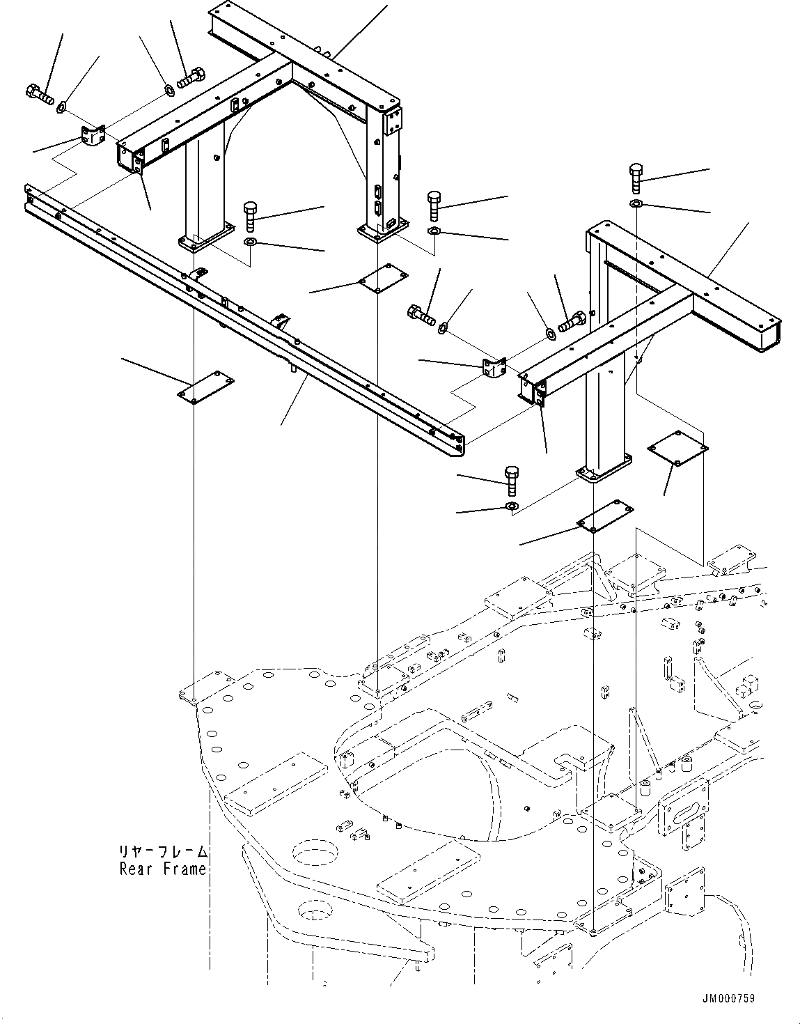 Схема запчастей Komatsu WA1200-6 - ПЛАТФОРМА ГРУППА, СУППОРТ (№-) ПЛАТФОРМА ГРУППА, БЕЗ ОГНЕТУШИТЕЛЬ СТОЙКА