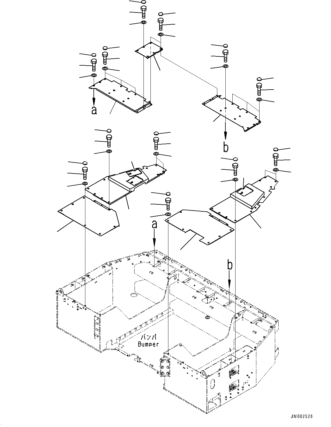 Схема запчастей Komatsu WA1200-6 - БАМПЕР БЛОК, КРЫШКА(№-7) БАМПЕР БЛОК, EC REGULATION ARRANGEMENT, С ОГНЕТУШИТЕЛЬ СТОЙКА