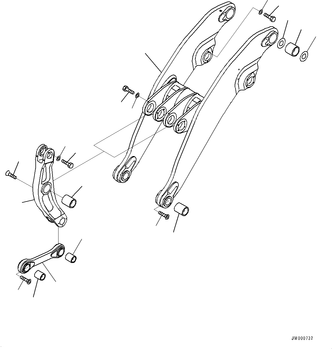 Схема запчастей Komatsu WA1200-6 - СТРЕЛА И BELL CRANK, (№-7) СТРЕЛА И BELL CRANK, РУКОЯТЬ