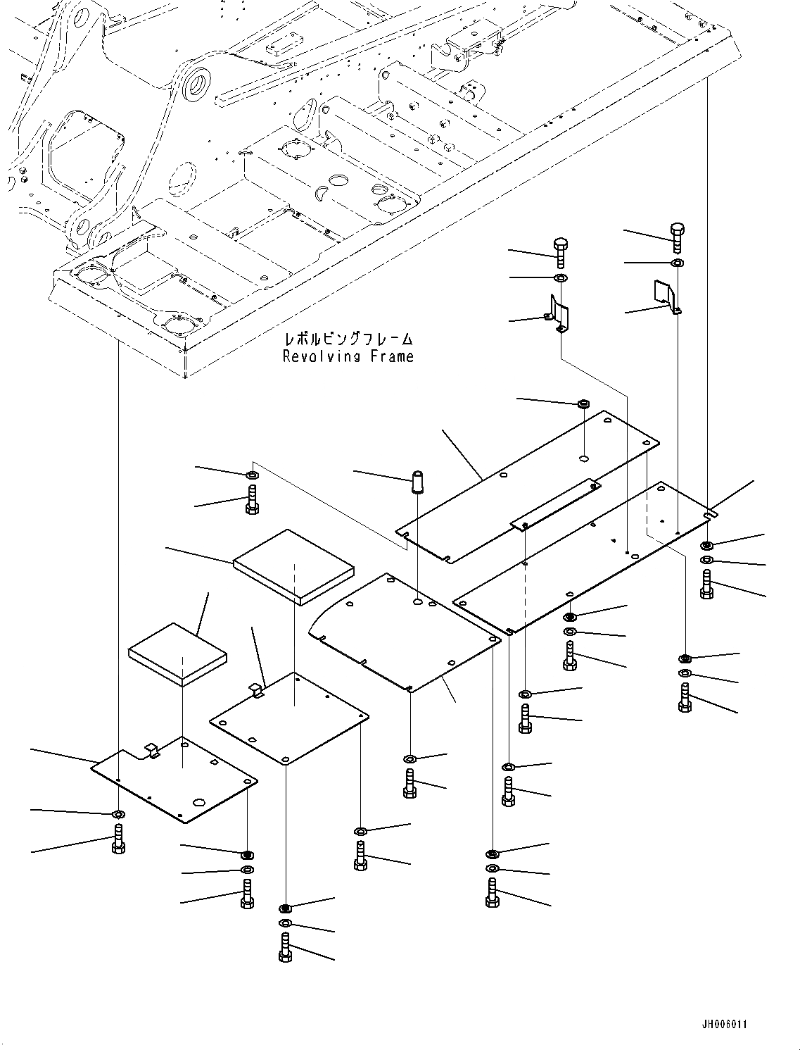 Схема запчастей Komatsu PC360LC-10 - НИЖН. КРЫШКА, ЛЕВ. (№7-) НИЖН. КРЫШКА, С ЗАПРАВОЧН.LING НАСОС