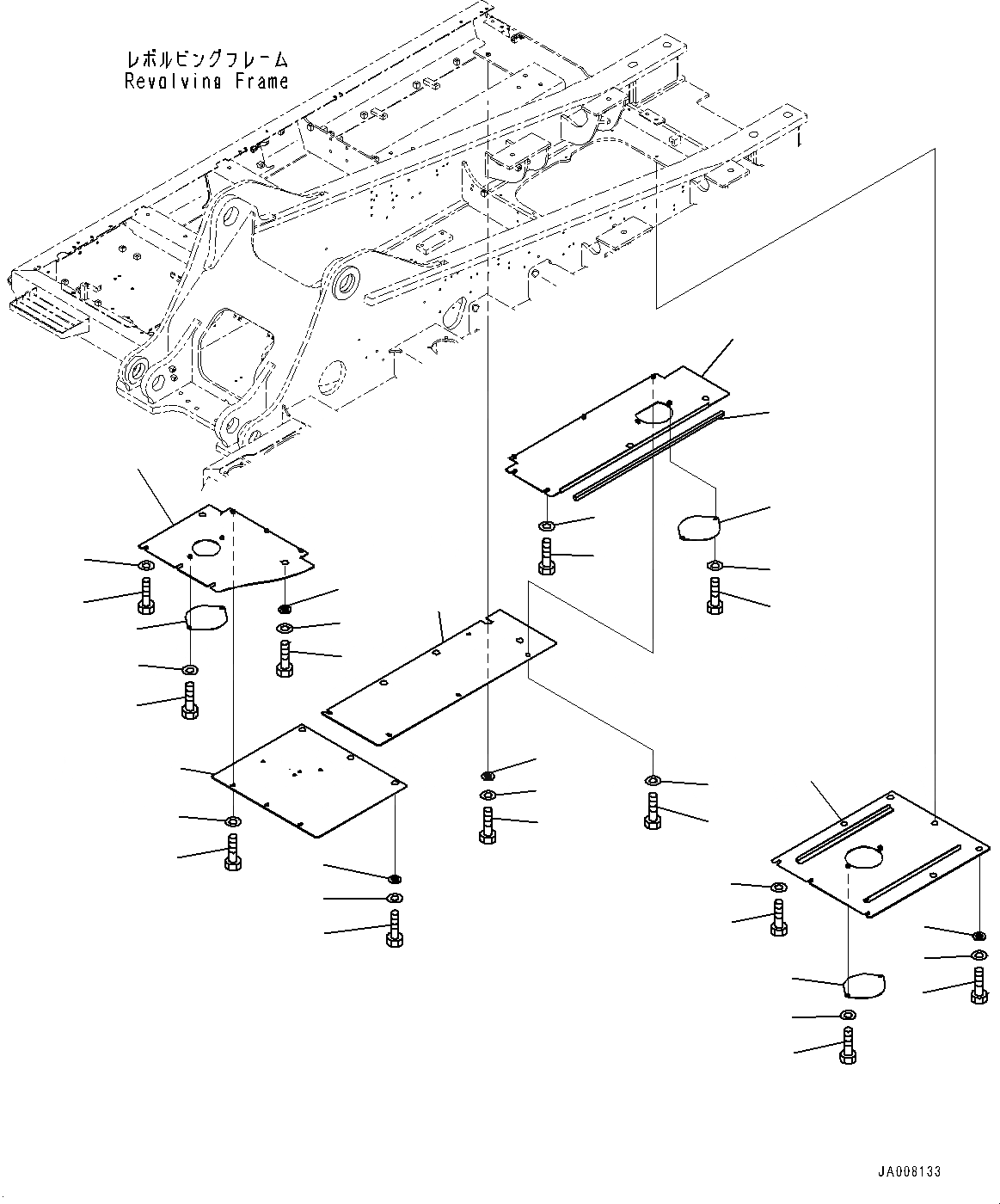 Схема запчастей Komatsu PC360LC-10 - НИЖН. КРЫШКА, ЦЕНТР. И ПРАВ. (№7-) НИЖН. КРЫШКА, С ЗАПРАВОЧН.LING НАСОС