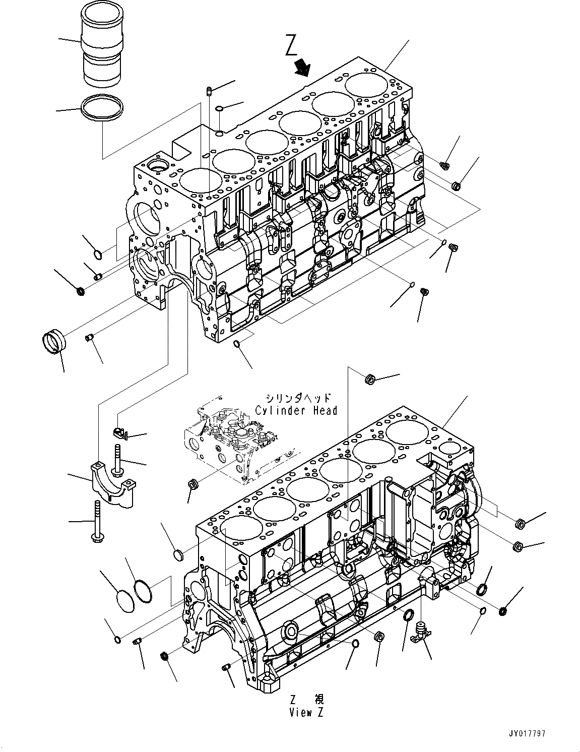 Схема запчастей Komatsu SAA6D114E-5A - БЛОК ЦИЛИНДРОВ (№9-) БЛОК ЦИЛИНДРОВ