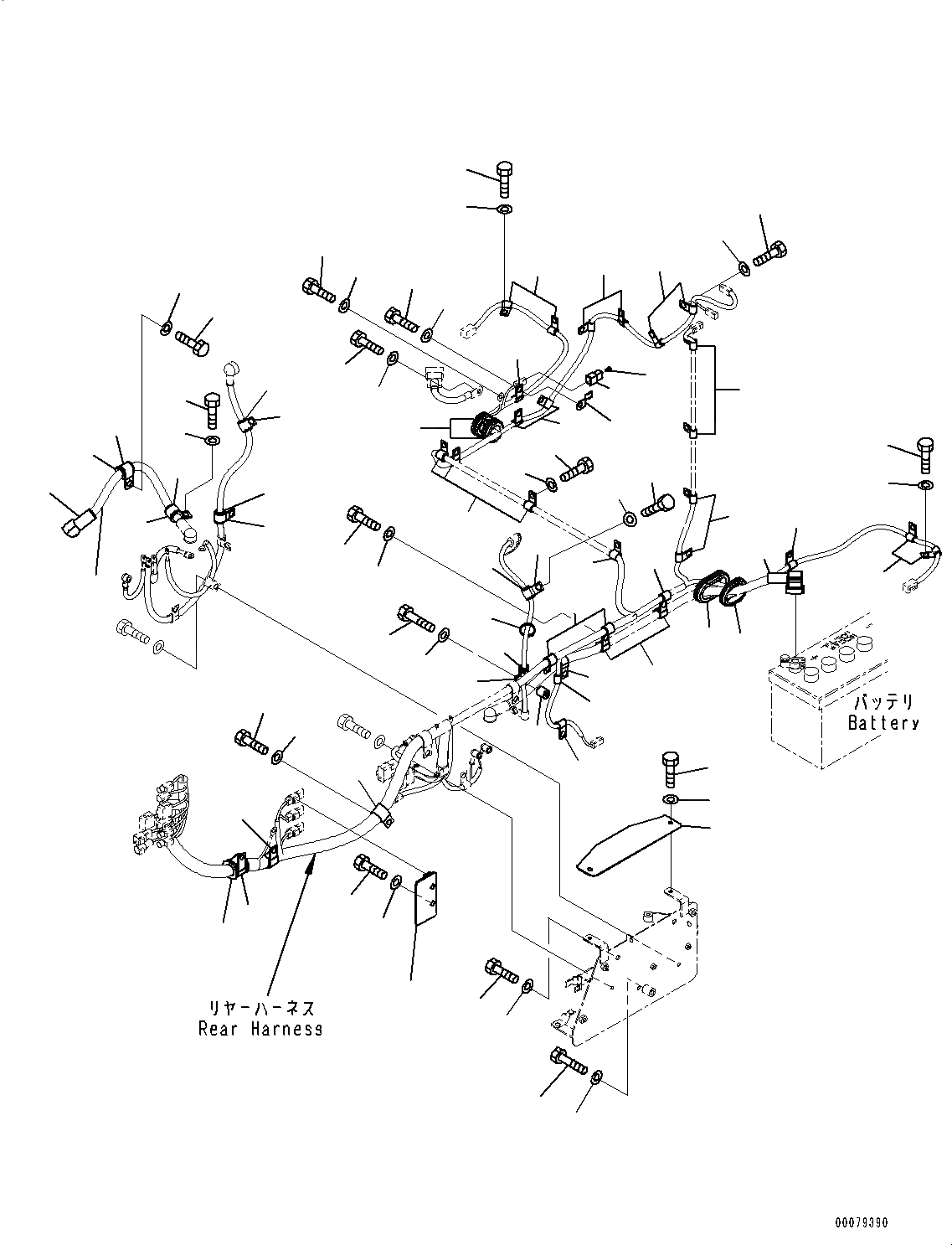 Схема запчастей Komatsu WA250PZ-6 - ЗАДН. ЭЛЕКТРИЧ. ПРОВОДКА, КРЕПЛЕНИЕ (№789-) ЗАДН. ЭЛЕКТРИЧ. ПРОВОДКА
