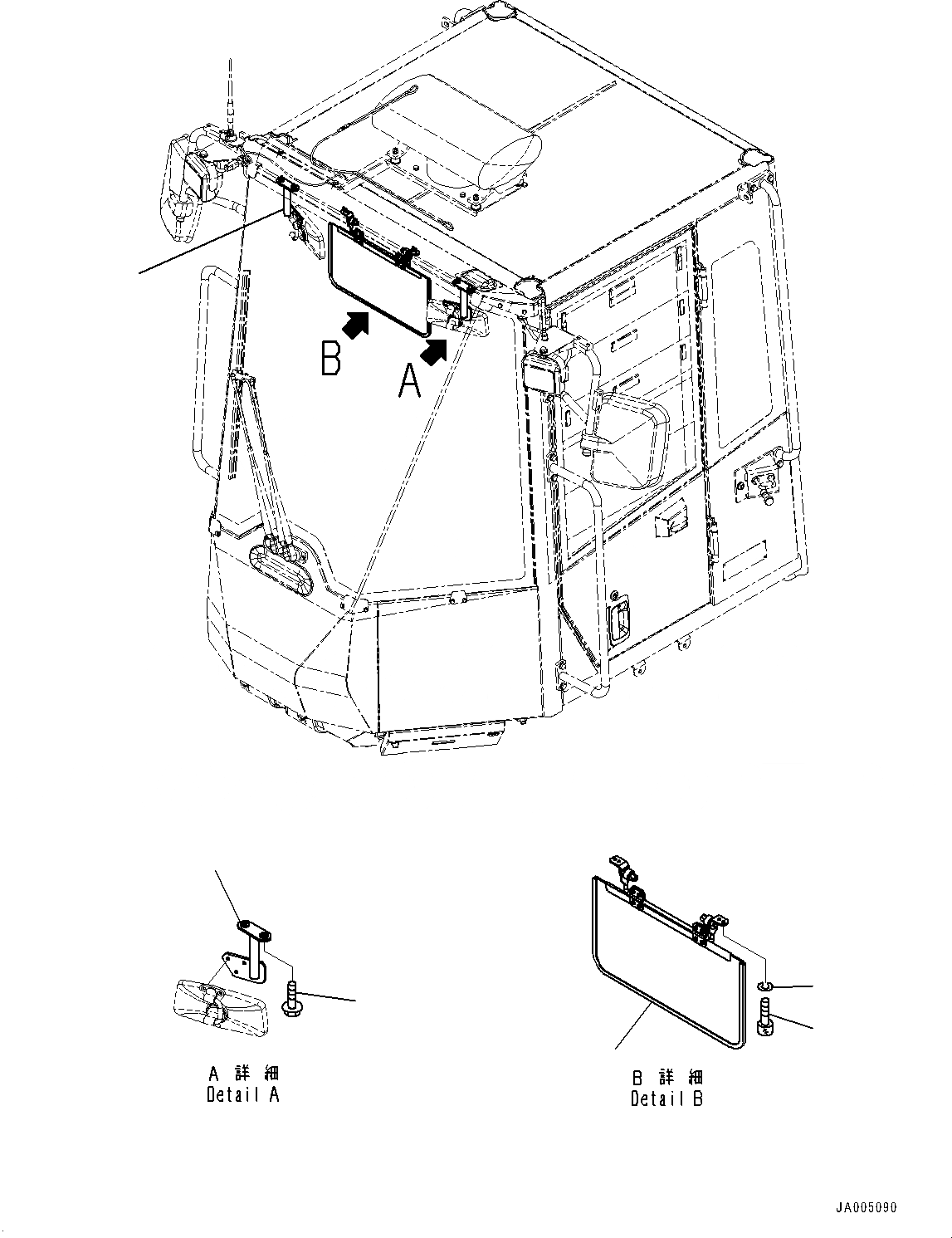 Схема запчастей Komatsu WA430-6Y - КАБИНА ROPS, КОЗЫРЕК (№-) КАБИНА ROPS, MONOCOQUE ТИП, BOTH РАМА ОКНА