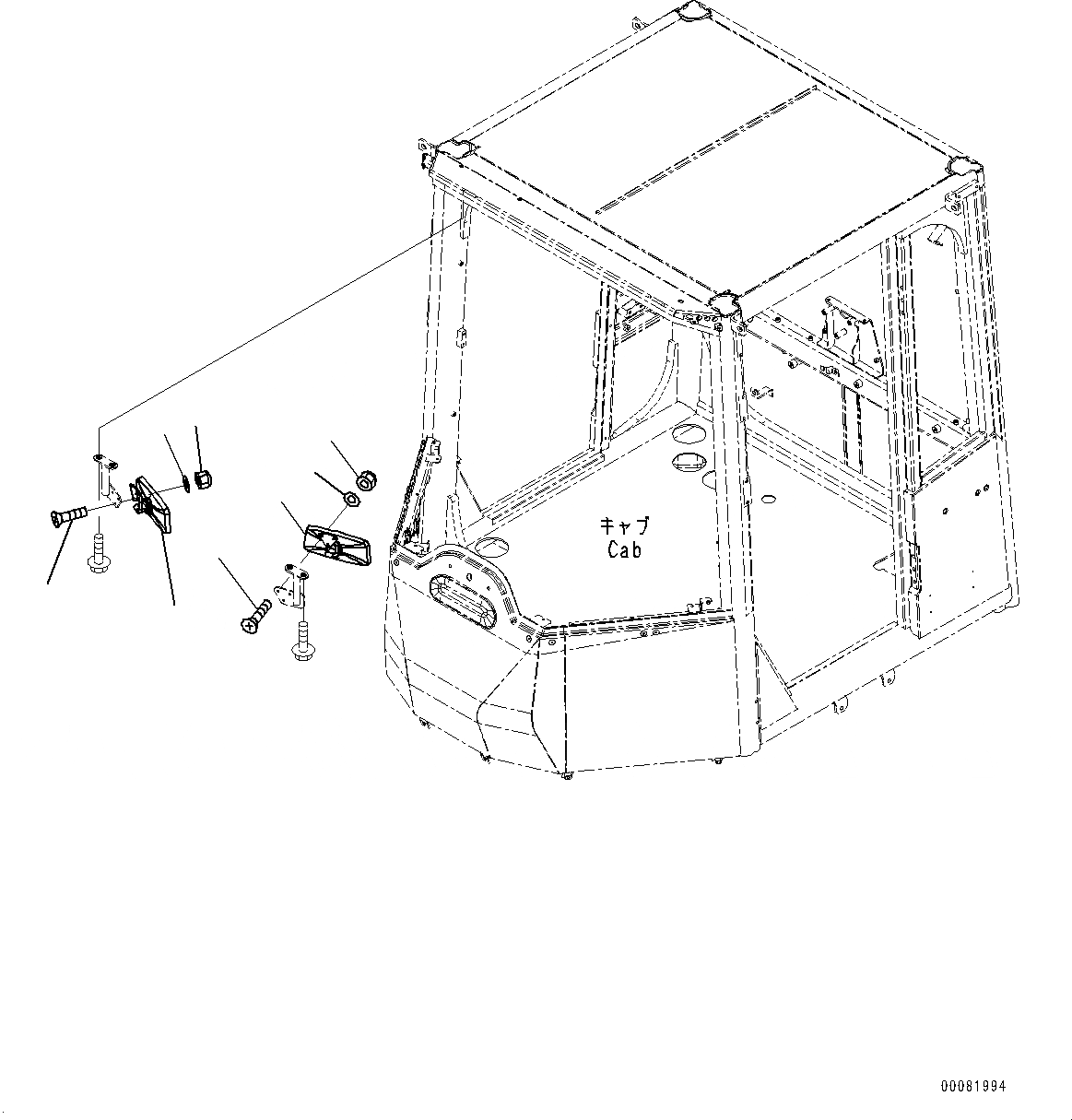 Схема запчастей Komatsu WA430-6Y - КАБИНА ROPS, ЗЕРКАЛА(№-) КАБИНА ROPS, MONOCOQUE ТИП, BOTH РАМА ОКНА