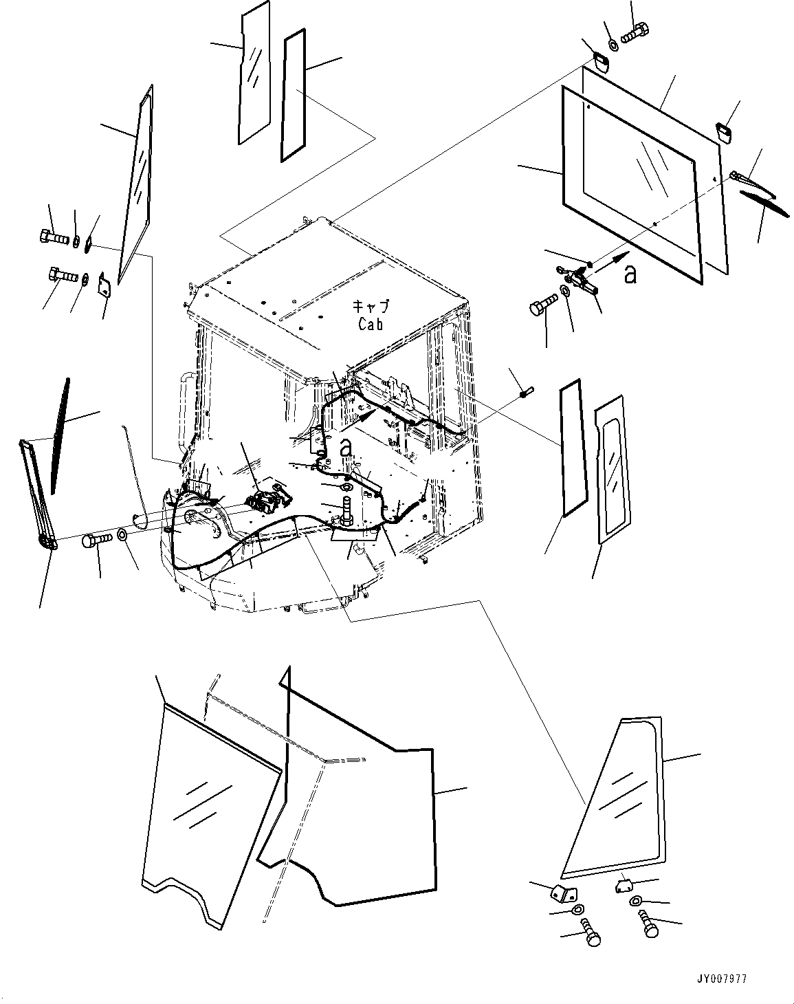 Схема запчастей Komatsu WA320PZ-6 - КАБИНА ROPS И ОСНОВН. КОНСТРУКЦИЯ ГРУППА, СТЕКЛА ОКНА И ДВОРНИКИS (№7-) КАБИНА ROPS И ОСНОВН. КОНСТРУКЦИЯ ГРУППА