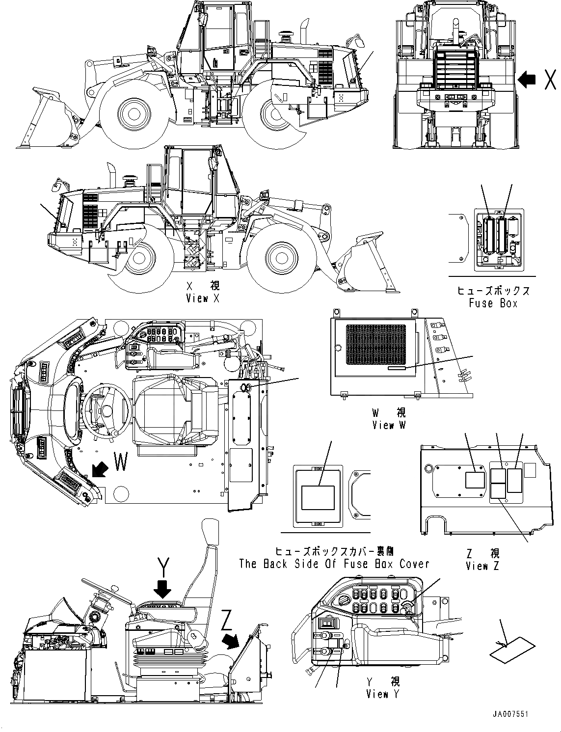 Схема запчастей Komatsu WA480-6A - МАРКИРОВКА, АНГЛ., TEXT ТИП, ДЛЯ СТРАН ЕС НОВ. NOISE ARRANGEMENT , ИНТЕРЬЕР (№9-) МАРКИРОВКА, АНГЛ., TEXT ТИП, ДЛЯ СТРАН ЕС НОВ. NOISE ARRANGEMENT 