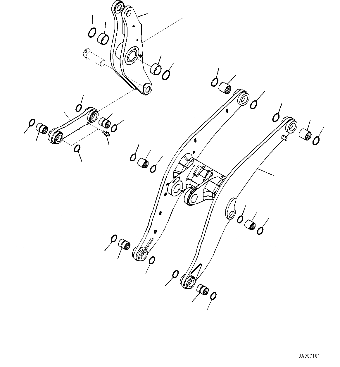 Схема запчастей Komatsu WA500-6 - РУКОЯТЬ И BELL CRANK, СТРЕЛА, BELL CRANK И СОЕДИНИТЕЛЬН. ЗВЕНО (№-) РУКОЯТЬ И BELL CRANK