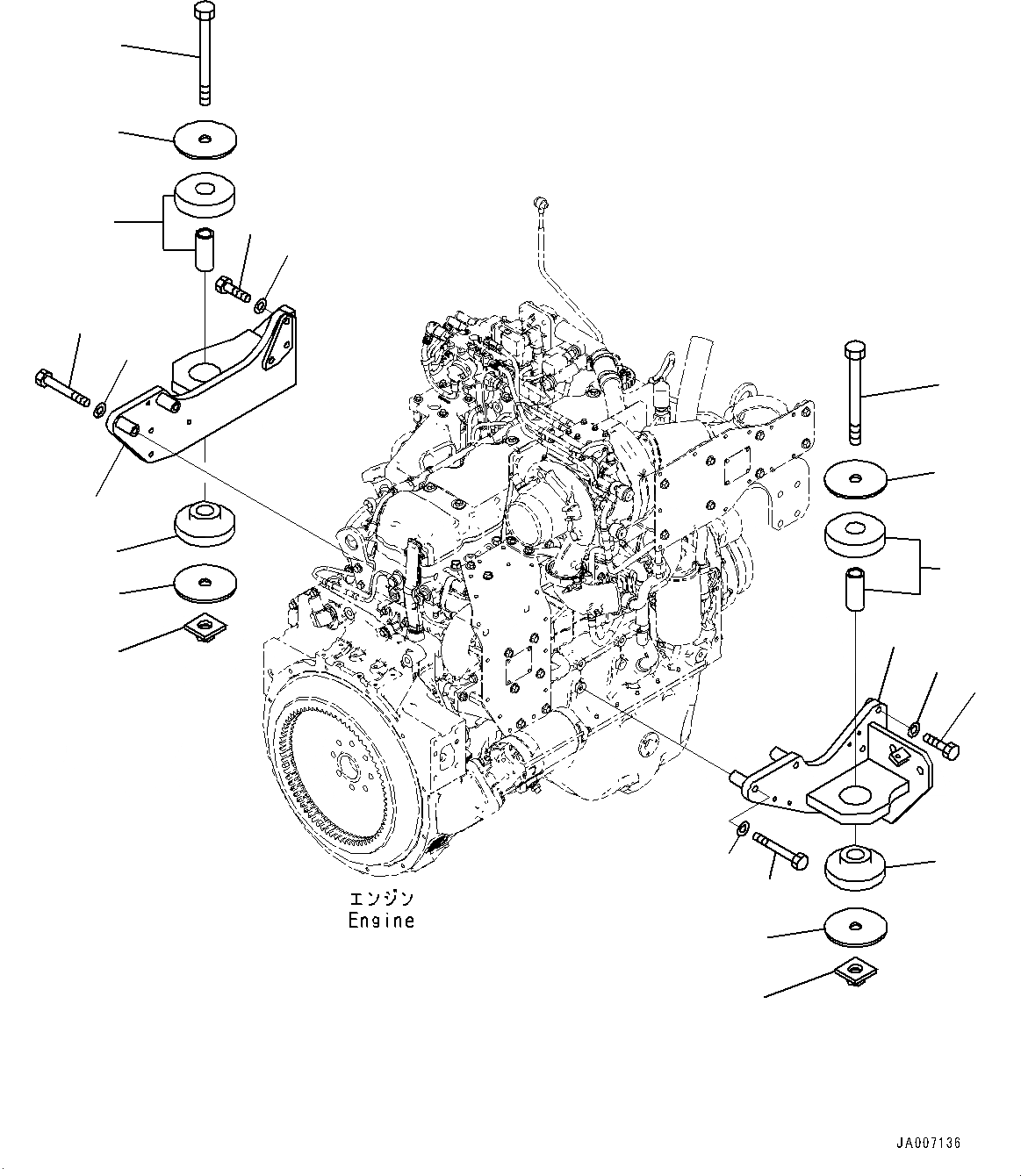 Схема запчастей Komatsu WA380-7 - КРЕПЛЕНИЕ ДВИГАТЕЛЯ (№-) КРЕПЛЕНИЕ ДВИГАТЕЛЯ