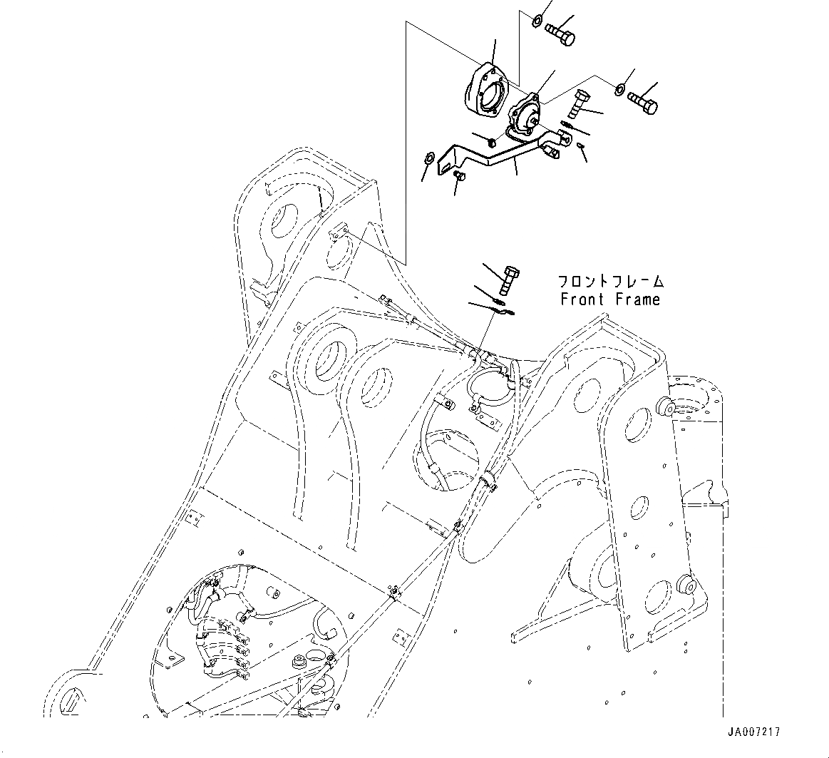 Схема запчастей Komatsu WA380-7 - ПЕРЕДН. ПРОВОДКА, POTENTIOMETER (№-) ПЕРЕДН. ПРОВОДКА, С ВЫСОК. ПОДЪЕМ РУКОЯТЬ, ЗУБЬЯКРЫШКАОСВЕЩЕНИЕ