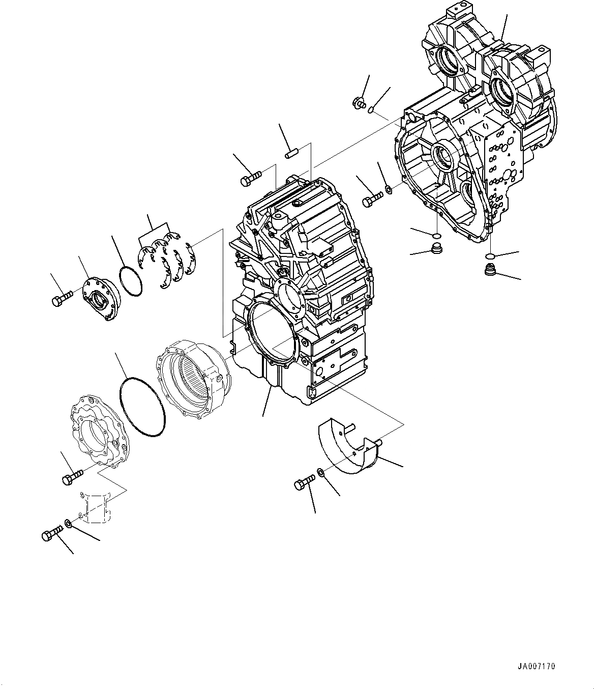 Схема запчастей Komatsu WA380-7 - ГИДРОТРАНСФОРМАТОР И ТРАНСМИССИЯ, КОРПУС ТРАНСМИССИИ (№-) ГИДРОТРАНСФОРМАТОР И ТРАНСМИССИЯ, БЕЗ ЭКСТРЕНН. РУЛЕВ. УПРАВЛЕНИЕ, АВТОМАТИЧ. УПРАВЛ-Е ТИП