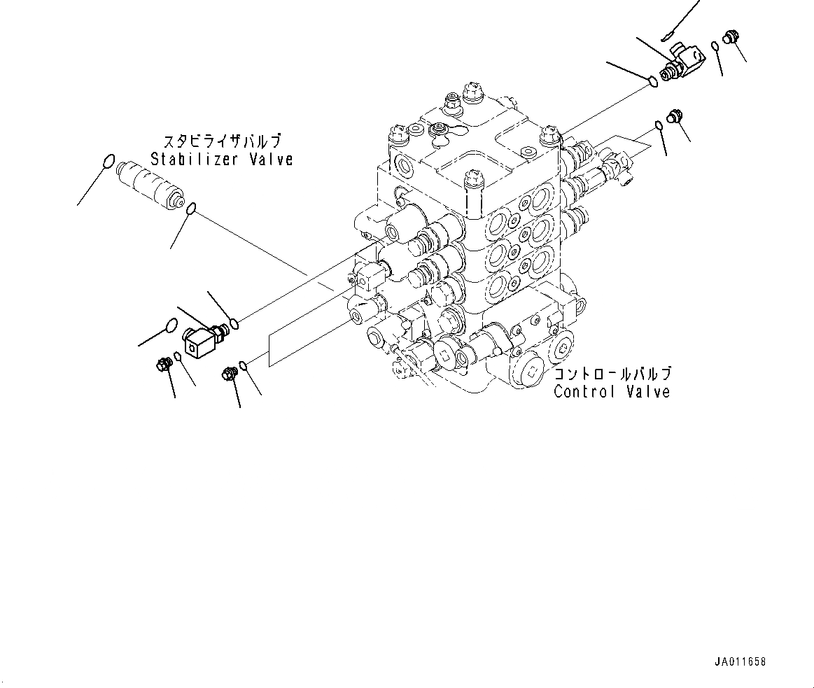 Схема запчастей Komatsu WA380-7 - ГИДРАВЛ УПРАВЛЯЮЩ. КЛАПАН, PPC ТРУБЫ (/) (№-) ГИДРАВЛ УПРАВЛЯЮЩ. КЛАПАН, С 3-Х СЕКЦ. КОНТР. КЛАПАНОМ