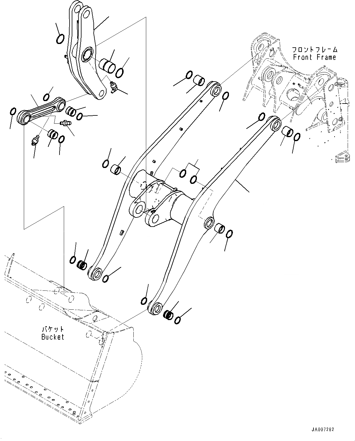 Схема запчастей Komatsu WA380-7 - СТРЕЛА И BELL CRANK, СТРЕЛА, BELL CRANK И СОЕДИНИТЕЛЬН. ЗВЕНО (№-) СТРЕЛА И BELL CRANK, С 3-Х СЕКЦ. КОНТР. КЛАПАНОМ, ВЫСОК. ПОДЪЕМ РУКОЯТЬ