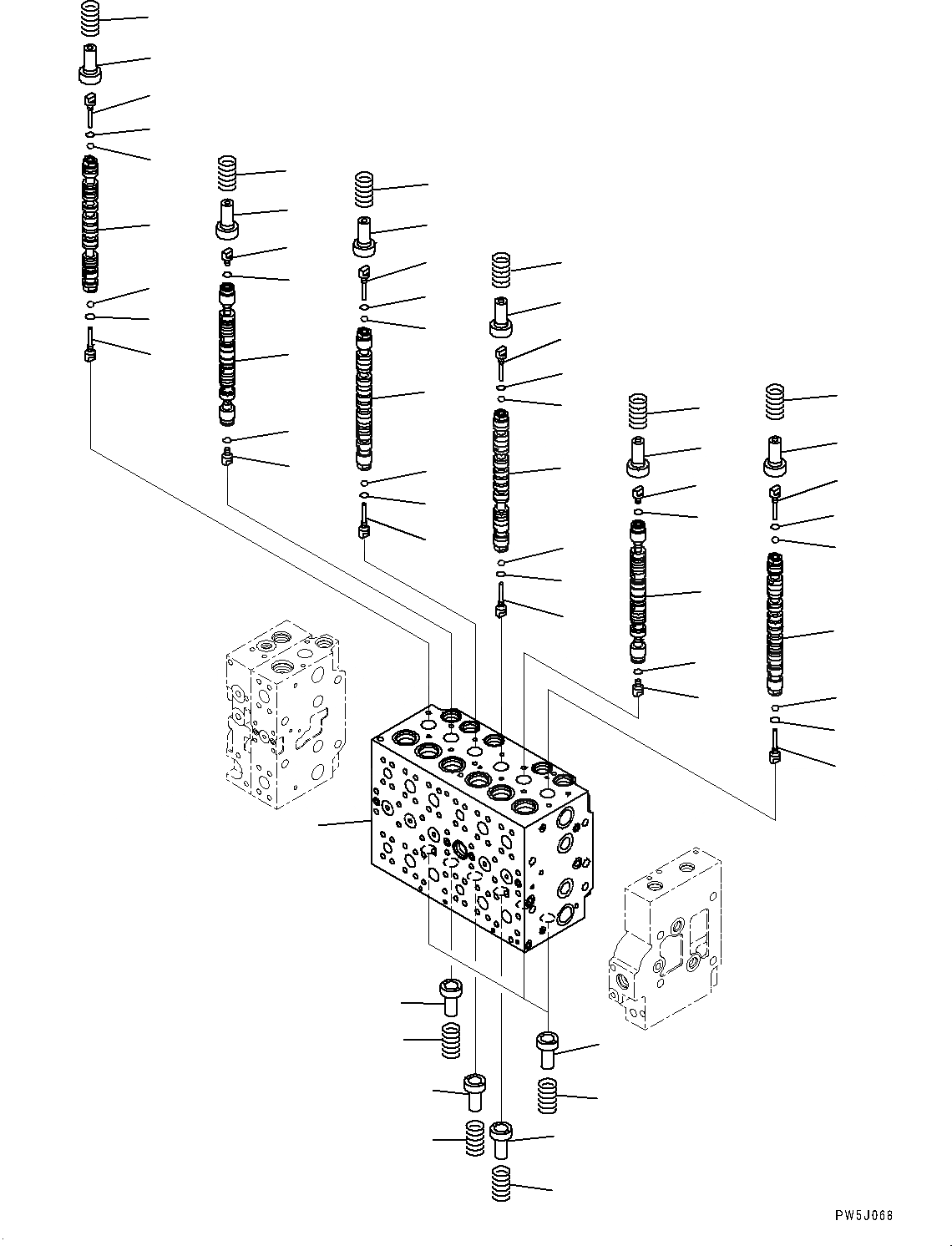 Схема запчастей Komatsu PC308USLC-3E0 - УПРАВЛЯЮЩ. КЛАПАН, ВНУТР. ЧАСТИ (/9) (№-) УПРАВЛЯЮЩ. КЛАПАН, С -СЕРВИСНЫЙ КЛАПАН