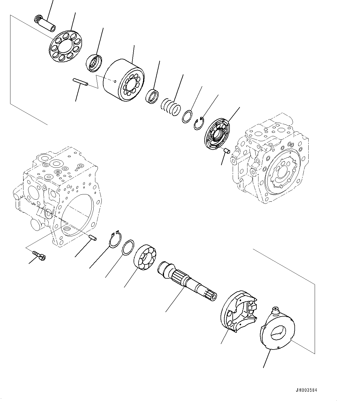 Схема запчастей Komatsu PC308USLC-3E0 - ПОРШЕНЬ НАСОС, ВНУТР. ЧАСТИ (7/) (№-) ПОРШЕНЬ НАСОС