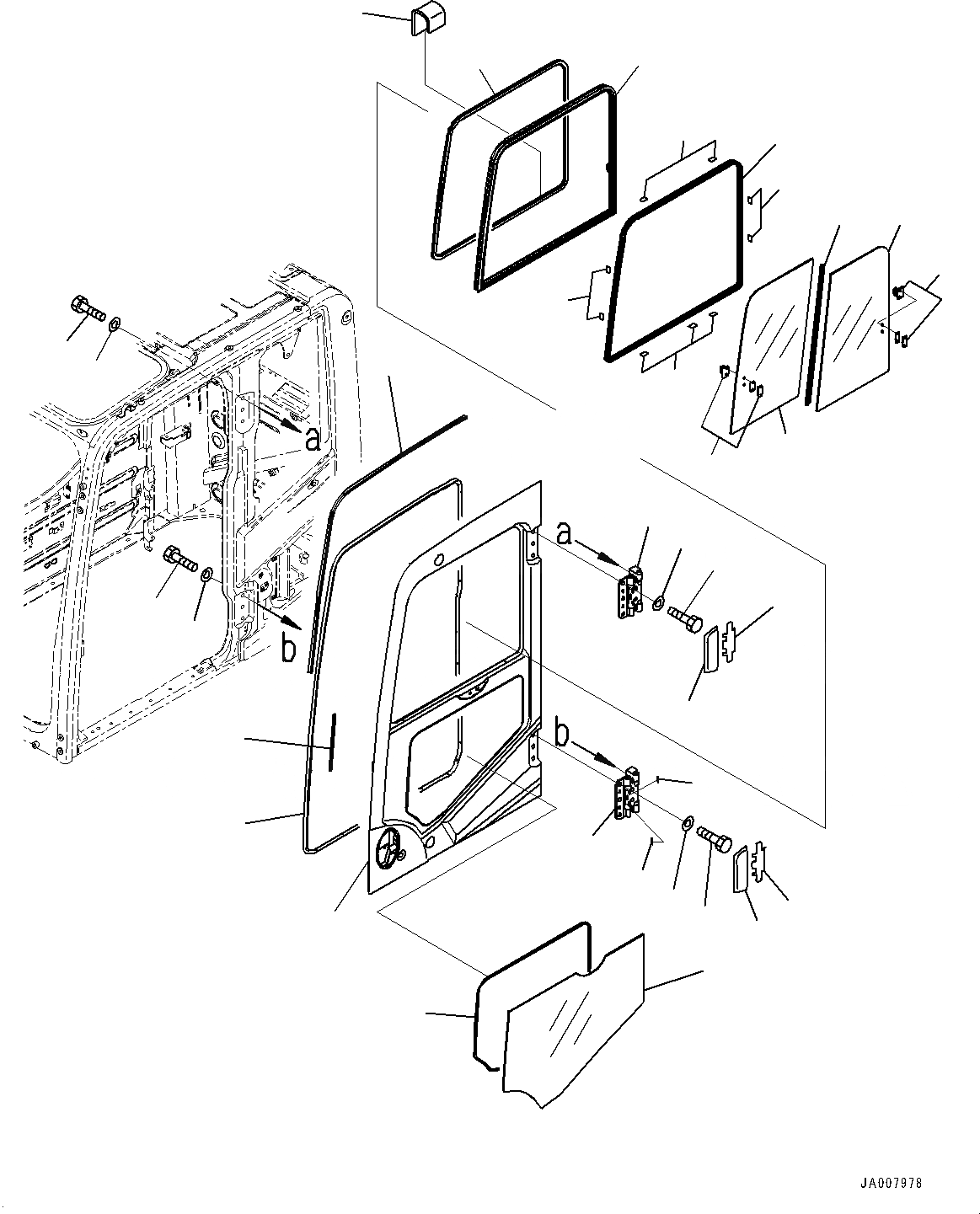 Схема запчастей Komatsu PC490-10 - КАБИНА ASSEMBLY, ДВЕРЬ КАБИНА ASSEMBLY