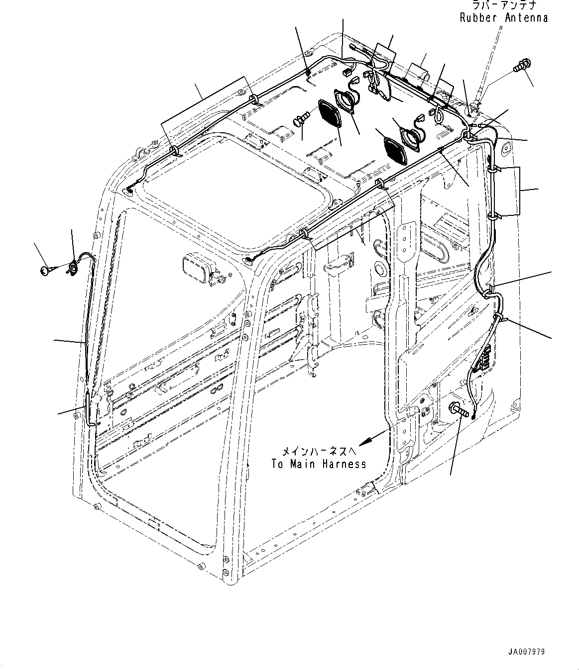 Схема запчастей Komatsu PC490-10 - КАБИНА ASSEMBLY, ГРОМКОГОВОРИТ. И ОМЫВАТЕЛЬ СТЕКЛА КАБИНА ASSEMBLY