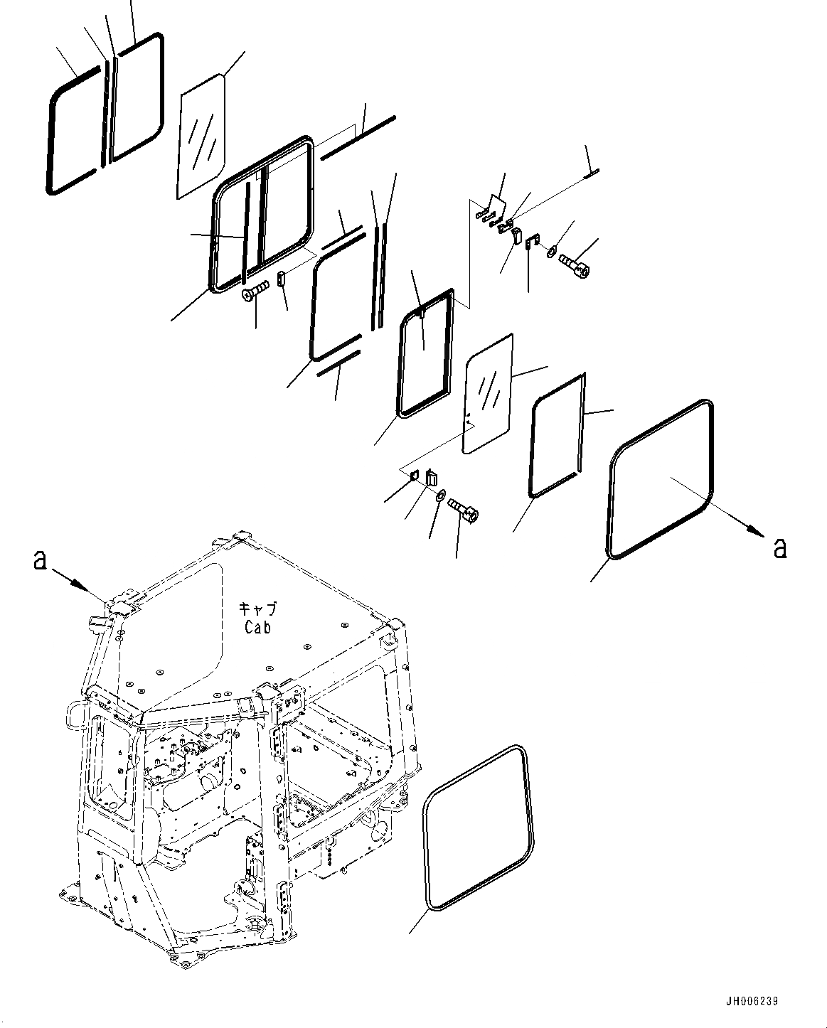 Схема запчастей Komatsu D155AX-7 - КАБИНА ROPS, РАМА ТИП СТЕКЛА ОКНА, ПРАВ. (№9-) КАБИНА ROPS, С ЗАДН.VIEW CAMERA