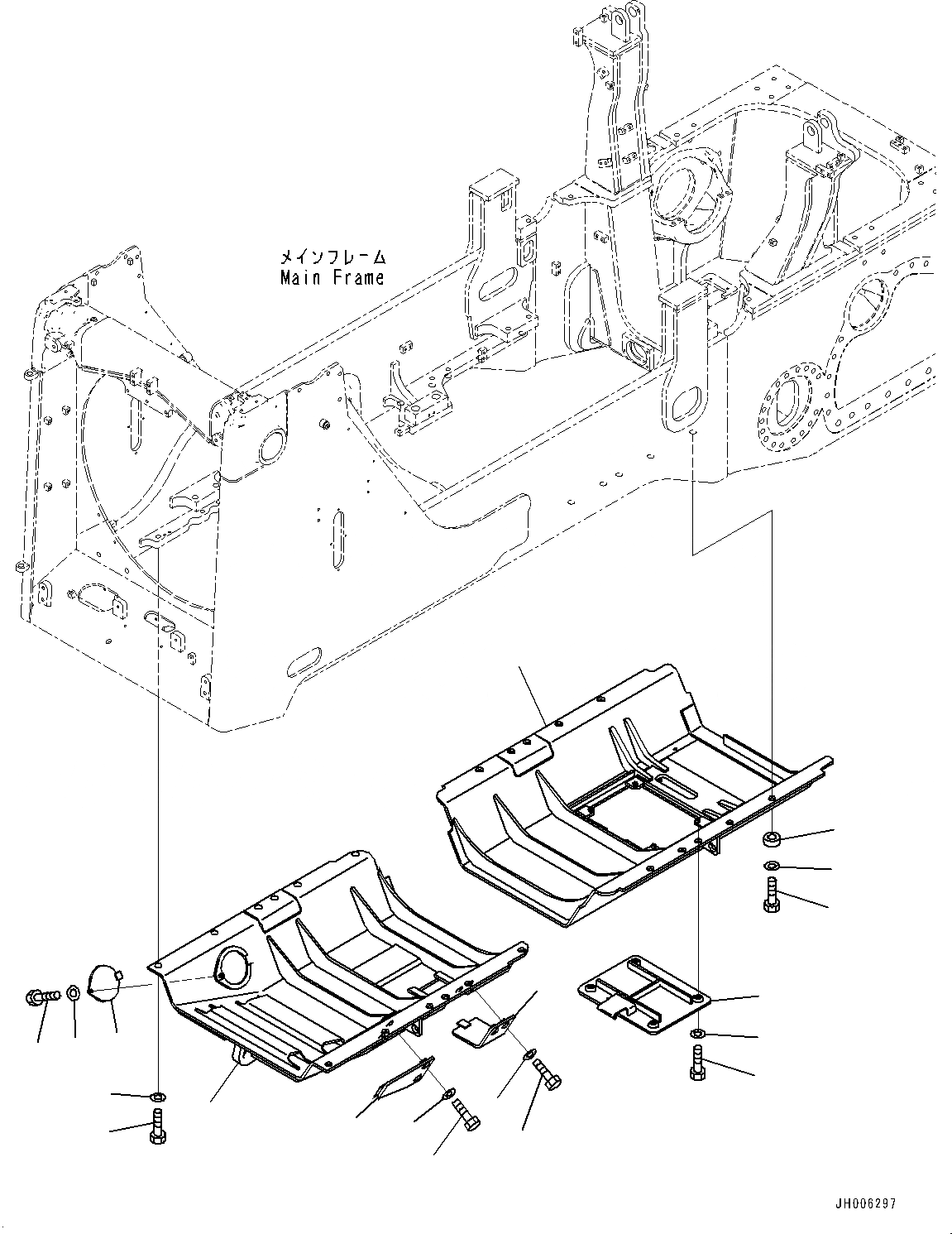 Схема запчастей Komatsu D155AX-7 - НИЖН. ЗАЩИТА (№9-) НИЖН. ЗАЩИТА