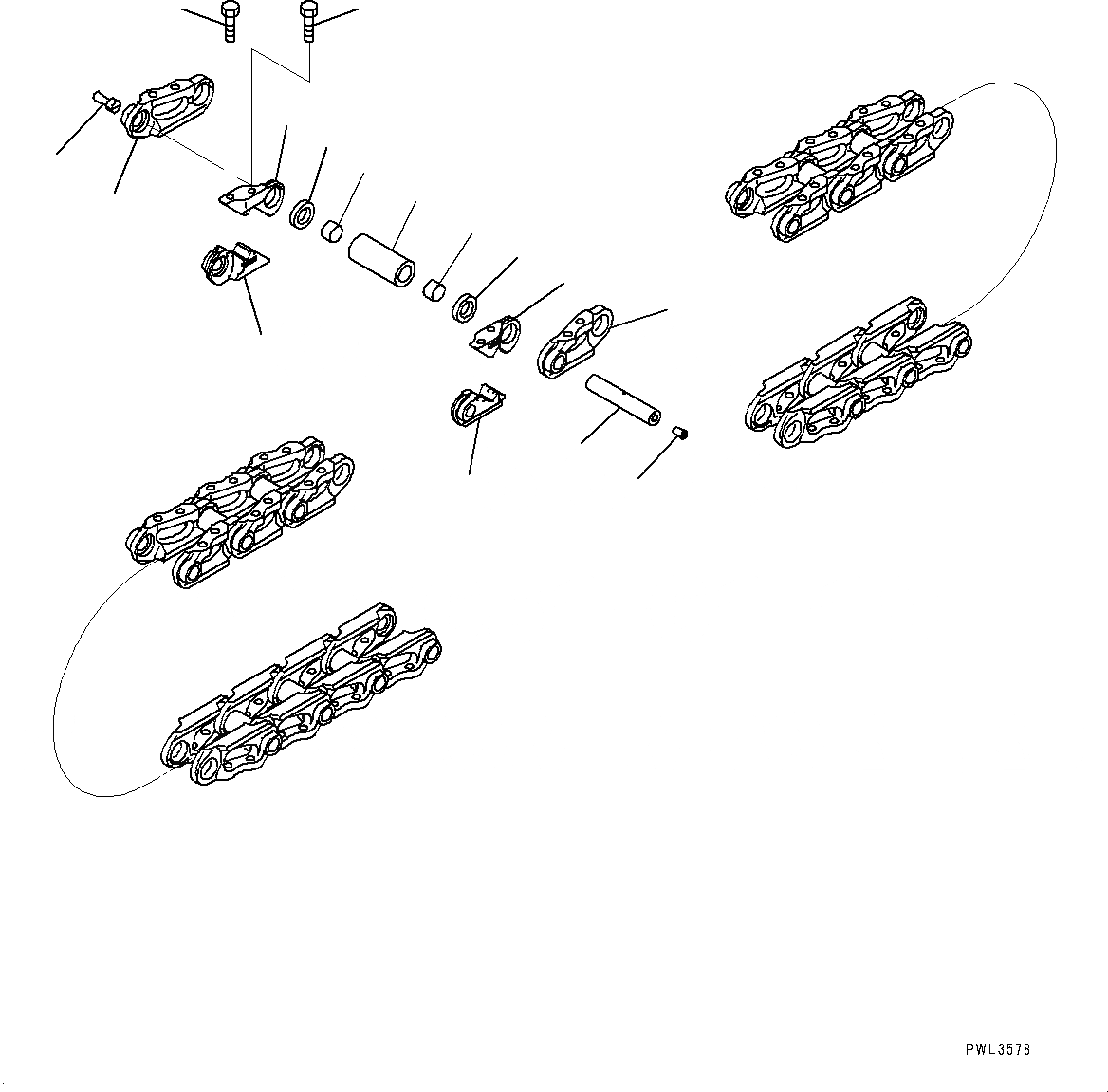 Схема запчастей Komatsu D155AX-7 - ГУСЕН. ЦЕПЬ ASSEMBLY (№9-) ГУСЕН. ЦЕПЬ ASSEMBLY, ПОДАЮЩ. ONLY, 8 SET, УПЛОТНЕНИЕED И LUBRICATED ТИП