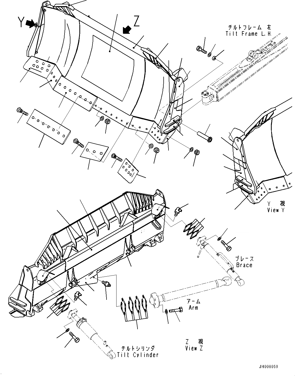 Схема запчастей Komatsu D155AX-7 - DOZER ОТВАЛ (№9-) DOZER ОТВАЛ, SIGMADOZER, С ТОЛКАЮЩ. ПЛАСТИНА