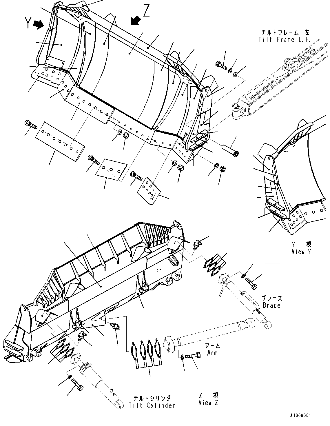 Схема запчастей Komatsu D155AX-7 - DOZER ОТВАЛ (№9-) DOZER ОТВАЛ, УСИЛ. SIGMADOZER, С ТОЛКАЮЩ. ПЛАСТИНА, SUPERHARD BIT И КРОМКА